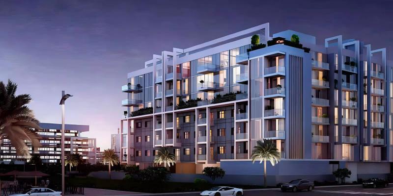 Azizi Greenfield apartment building exterior on Meydan Avenue, Meydan, Dubai