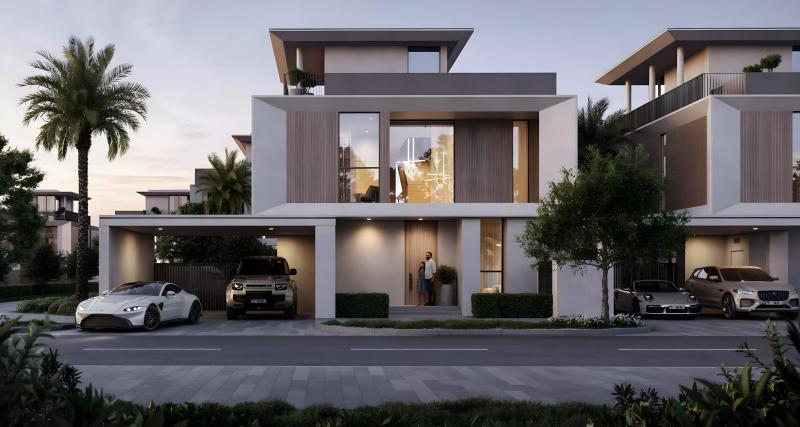 Selvara Phase 4 villa exterior at Grand Polo Club and Resort, DIP 2, Dubai