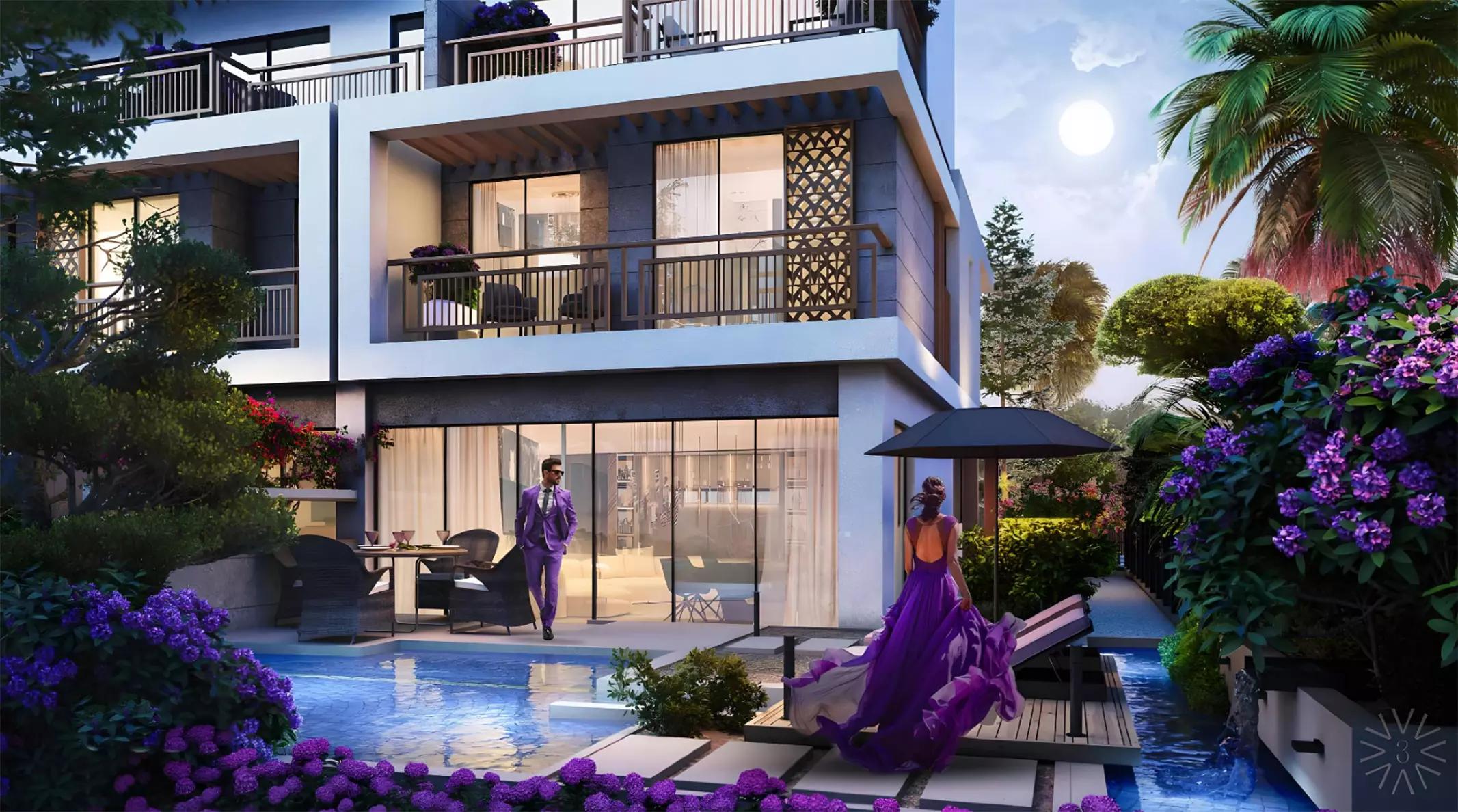 Villa Community Streetscape at Violet 3, DAMAC Hills, Dubai