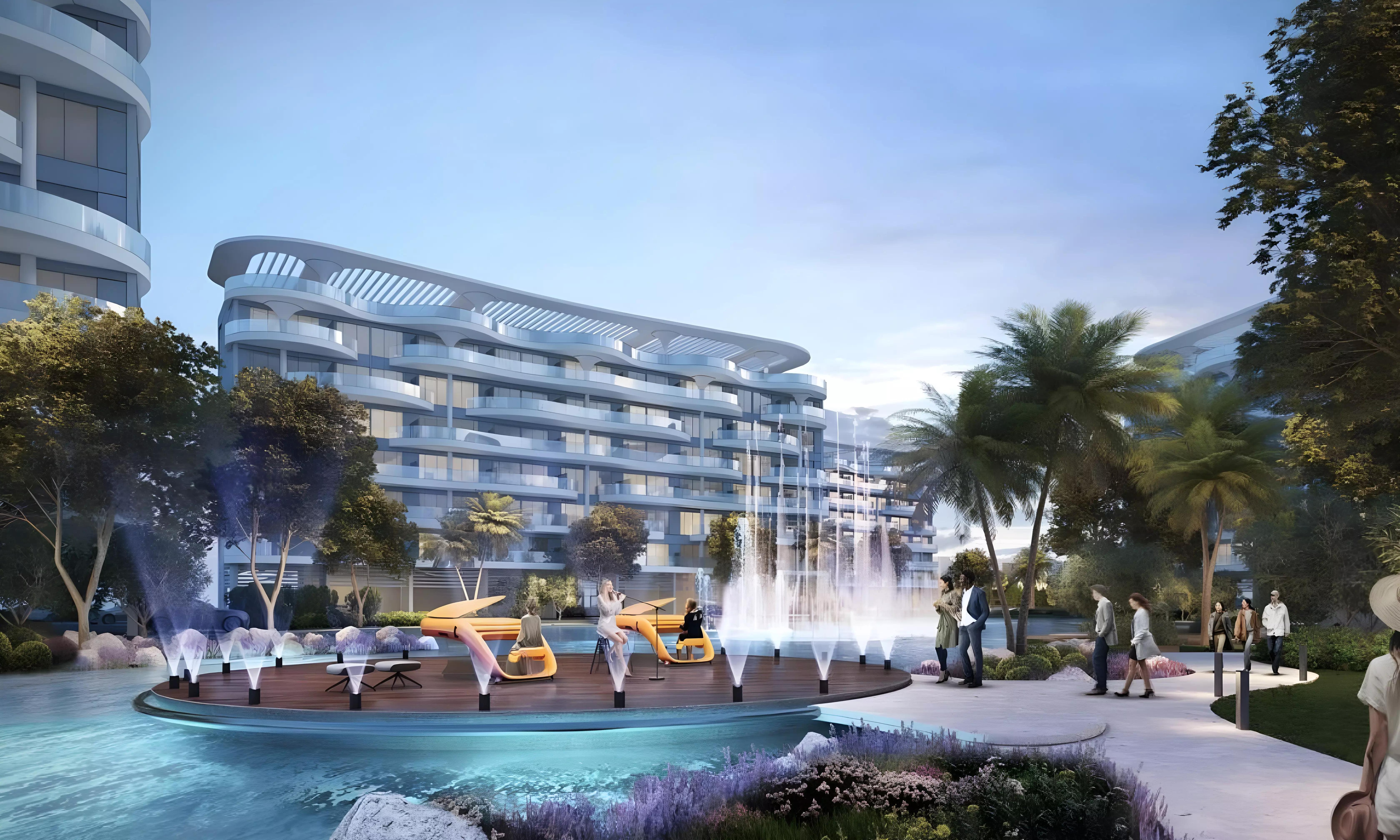 Facade and entrance of Lagoon Views 12, DAMAC Lagoons, Dubai