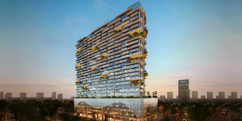 One Park Central exterior facade view, Jumeirah Village Circle, Dubai