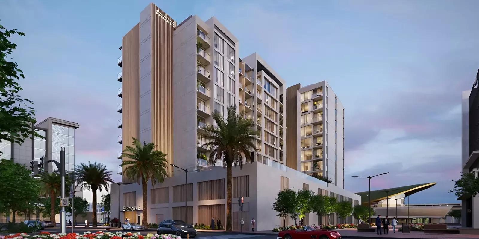 Rosalia Residences building entrance and driveway, Al Furjan