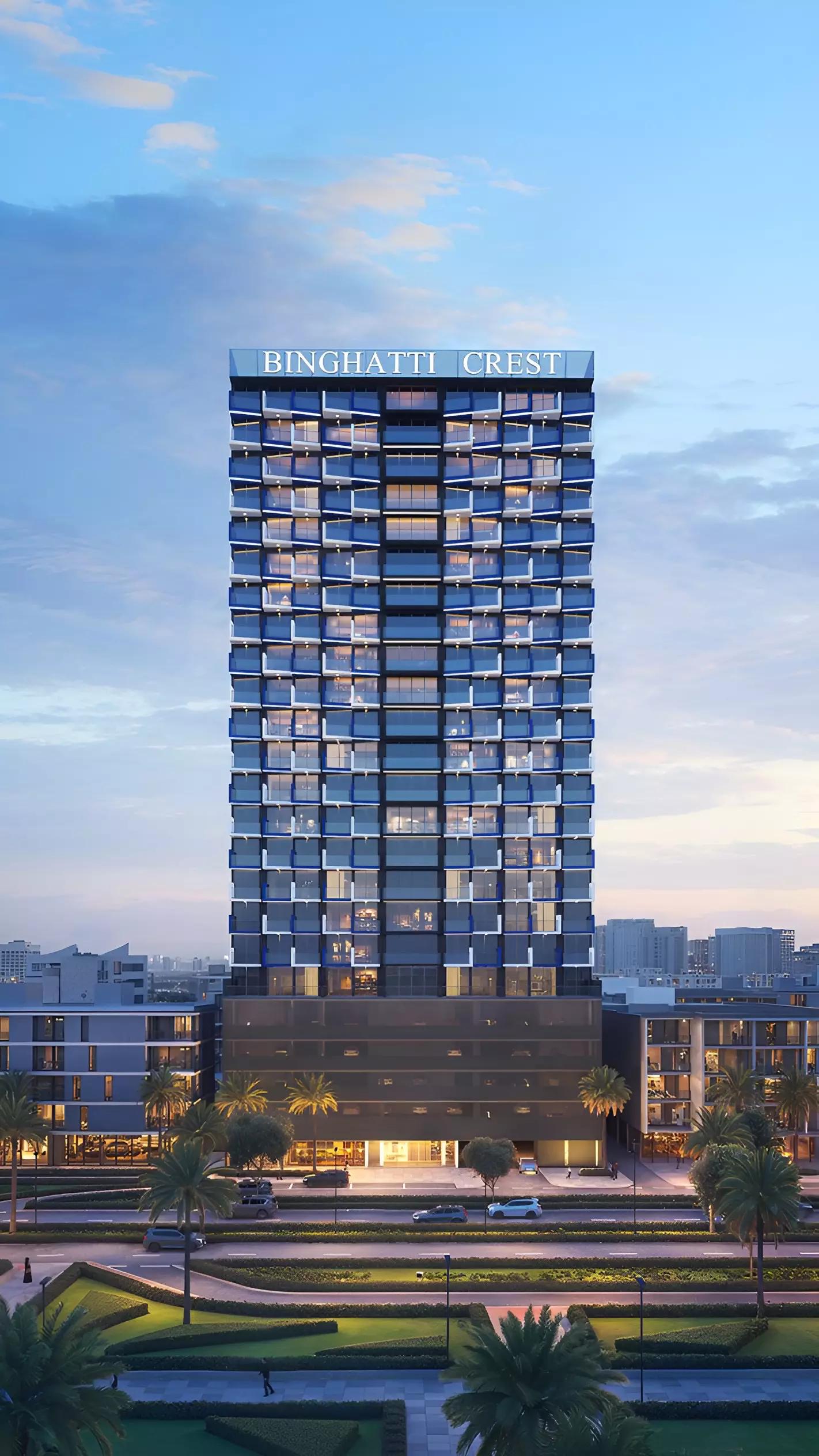 Binghatti Crest shared swimming pool, JVC, Dubai