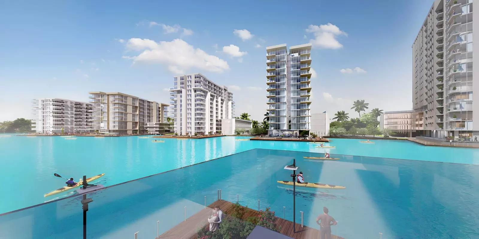 Exterior facade of Residences 11 apartment building, District One, MBR City, Dubai