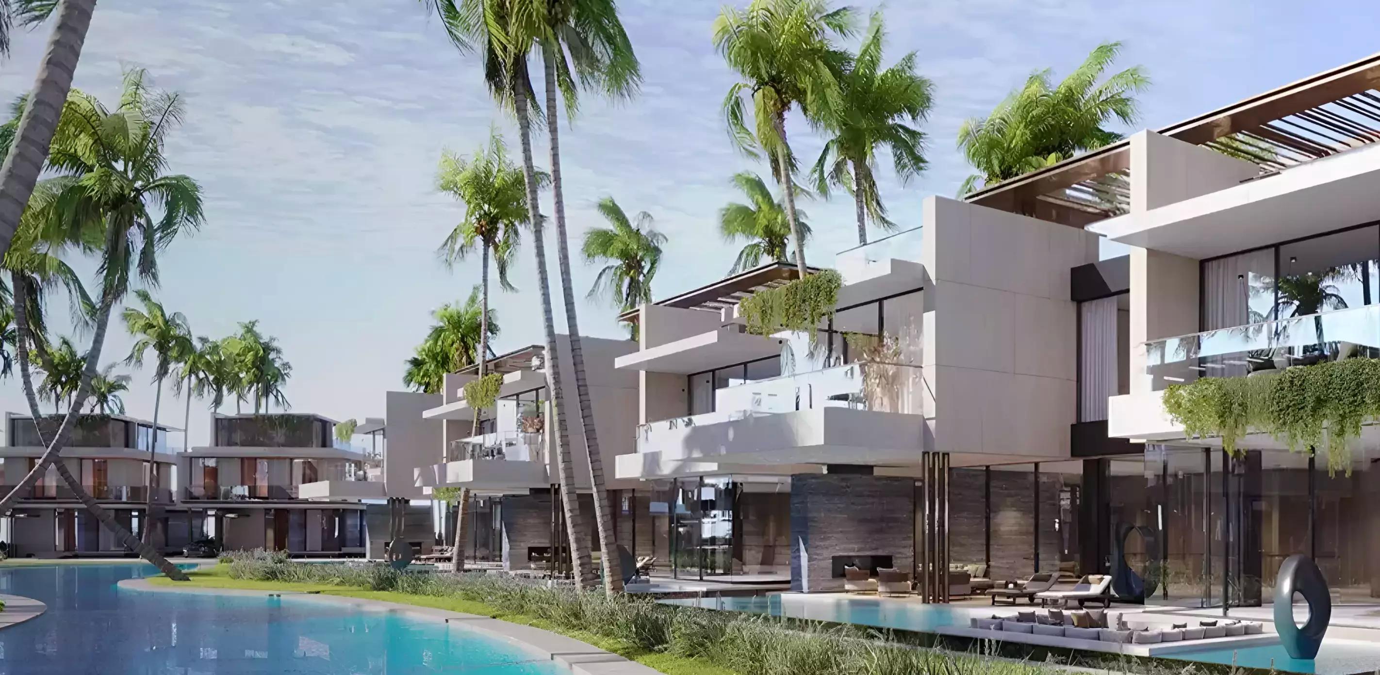 Mira Villas townhouse facade with landscaped frontage, MBR City, Dubai