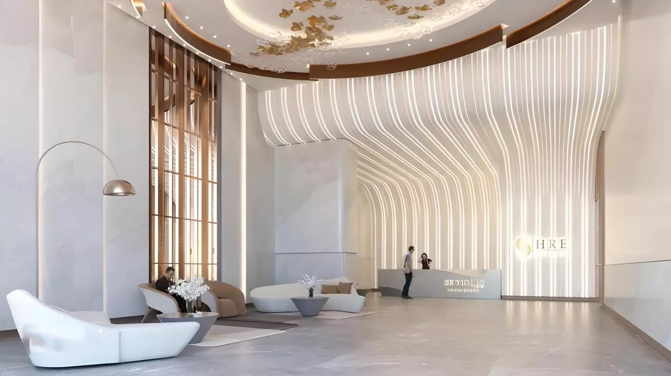 Skyhills Residences Phase 3 building facade and entrance, JVC, Dubai