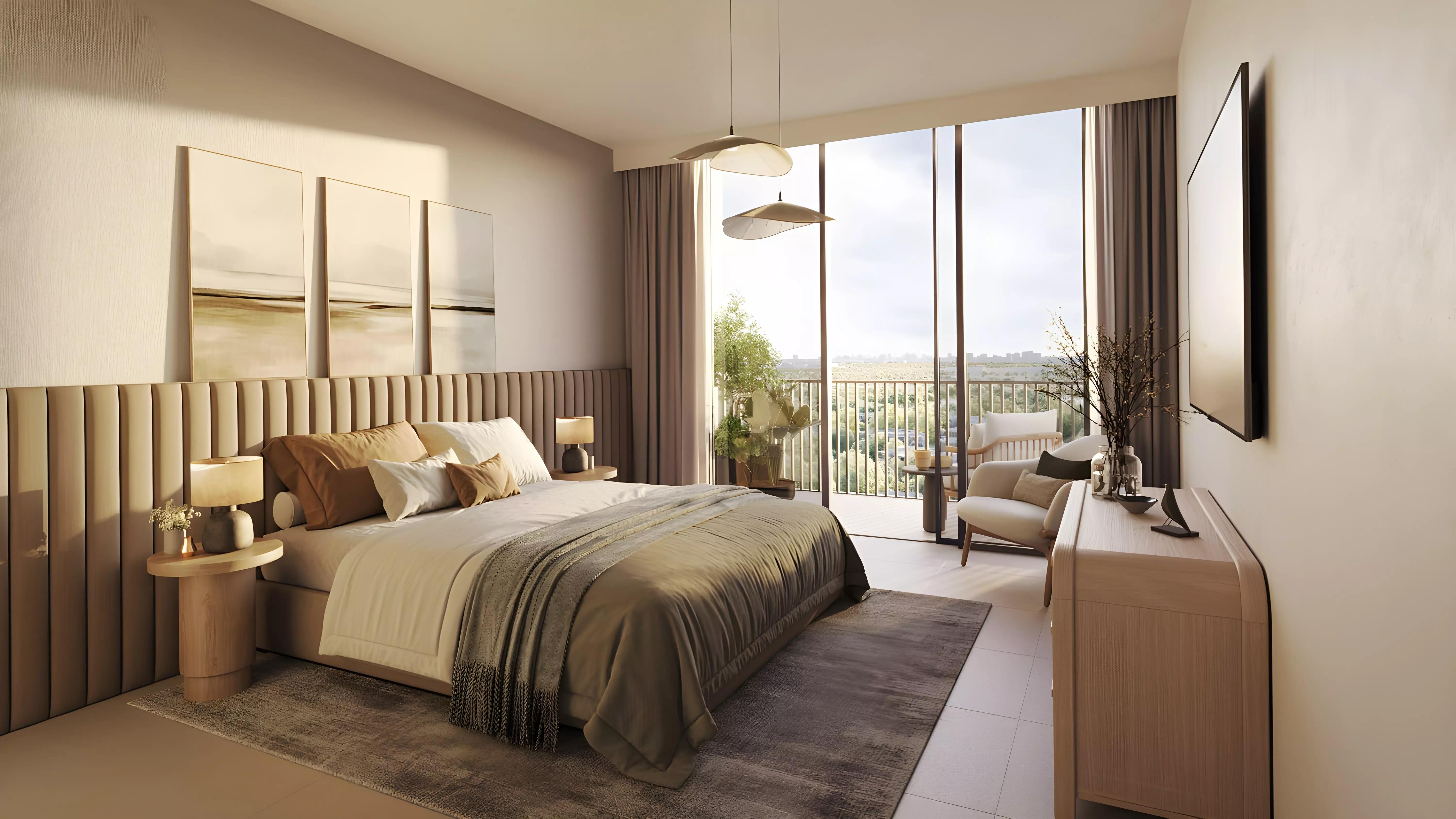 Distrikt at Ghaf Woods amenity deck with greenery, Dubai Land, Dubai