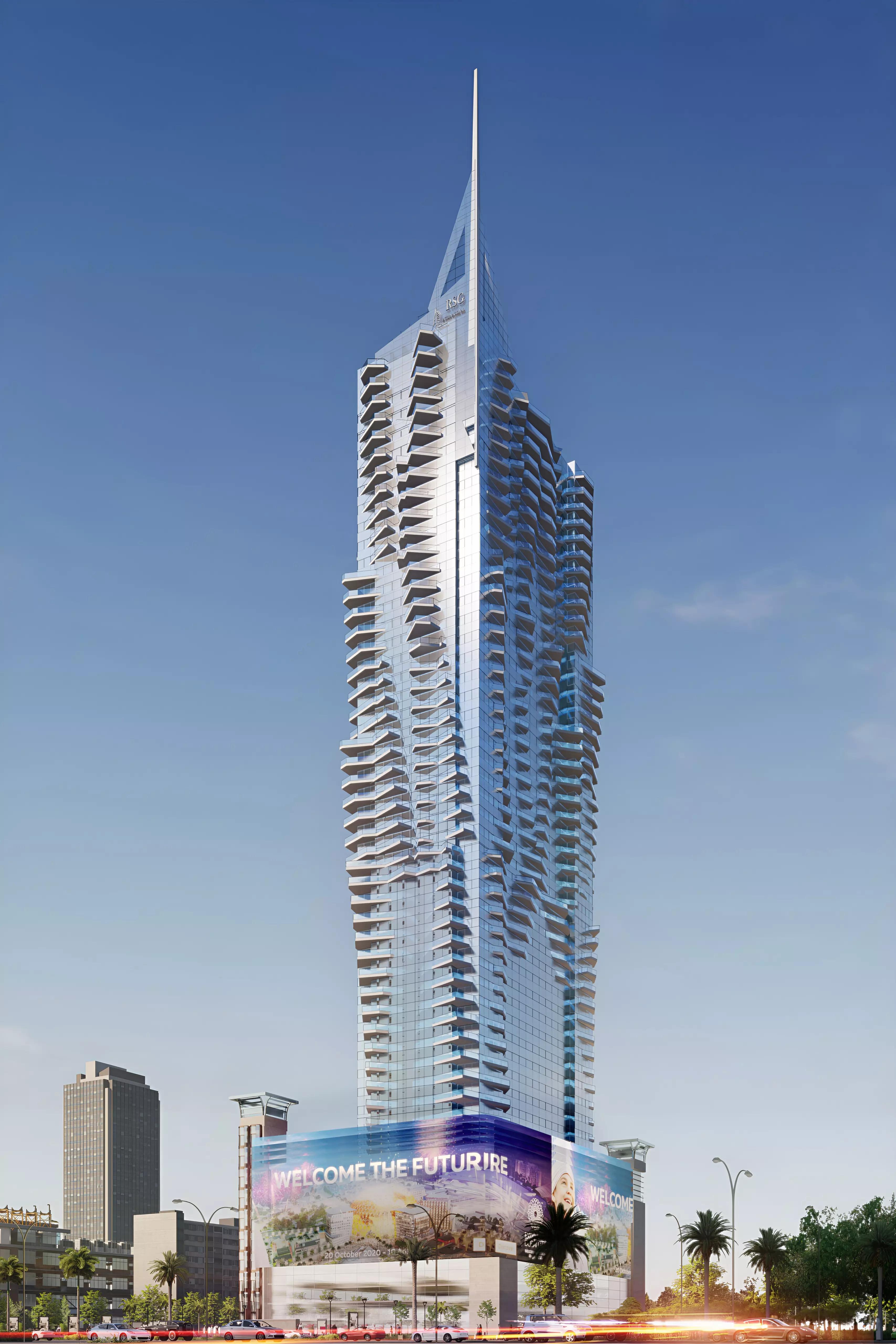 Fairmont Residences By RSG living room interior with skyline view