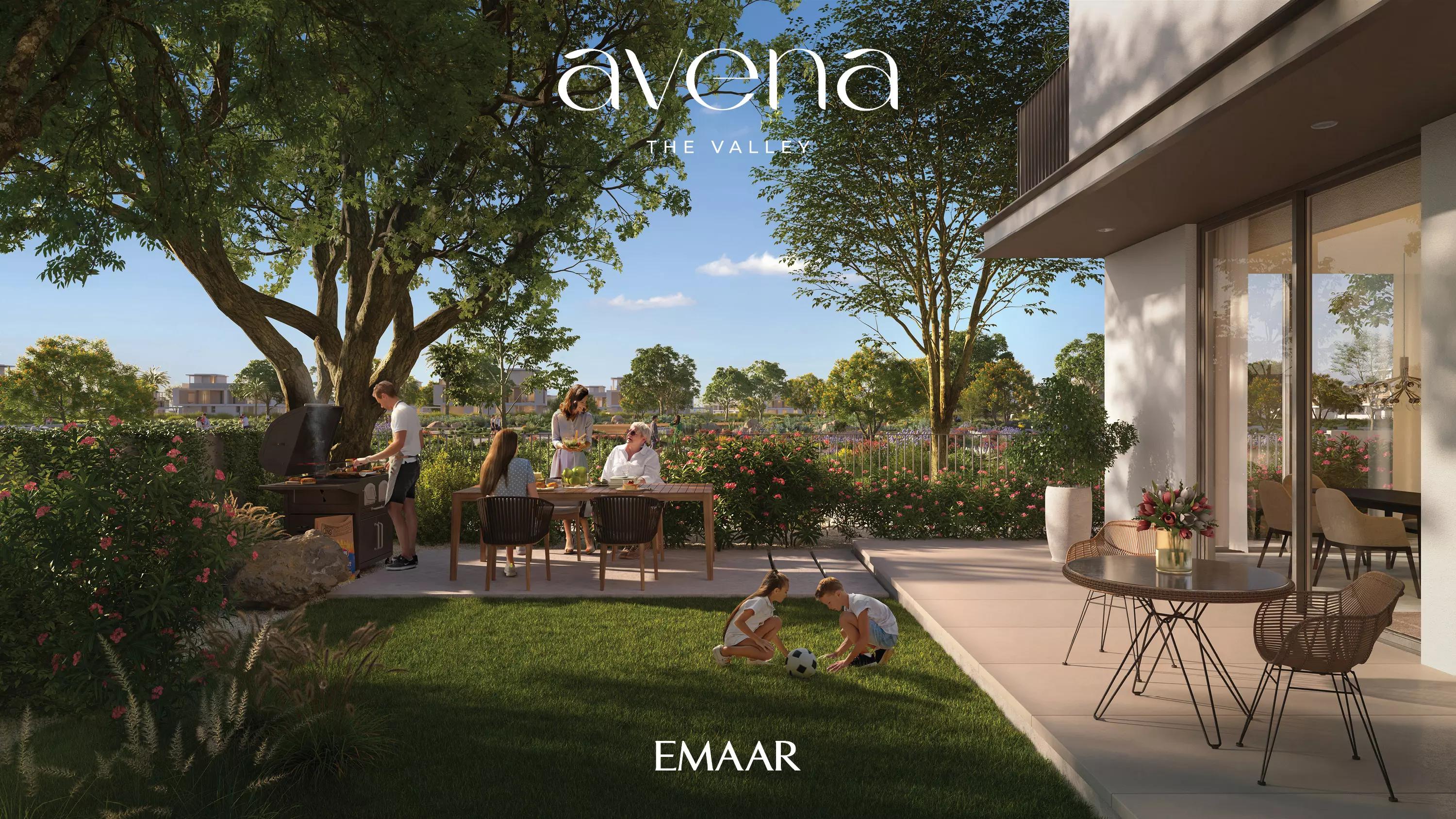Avena villa entrance and facade at The Valley, Dubai