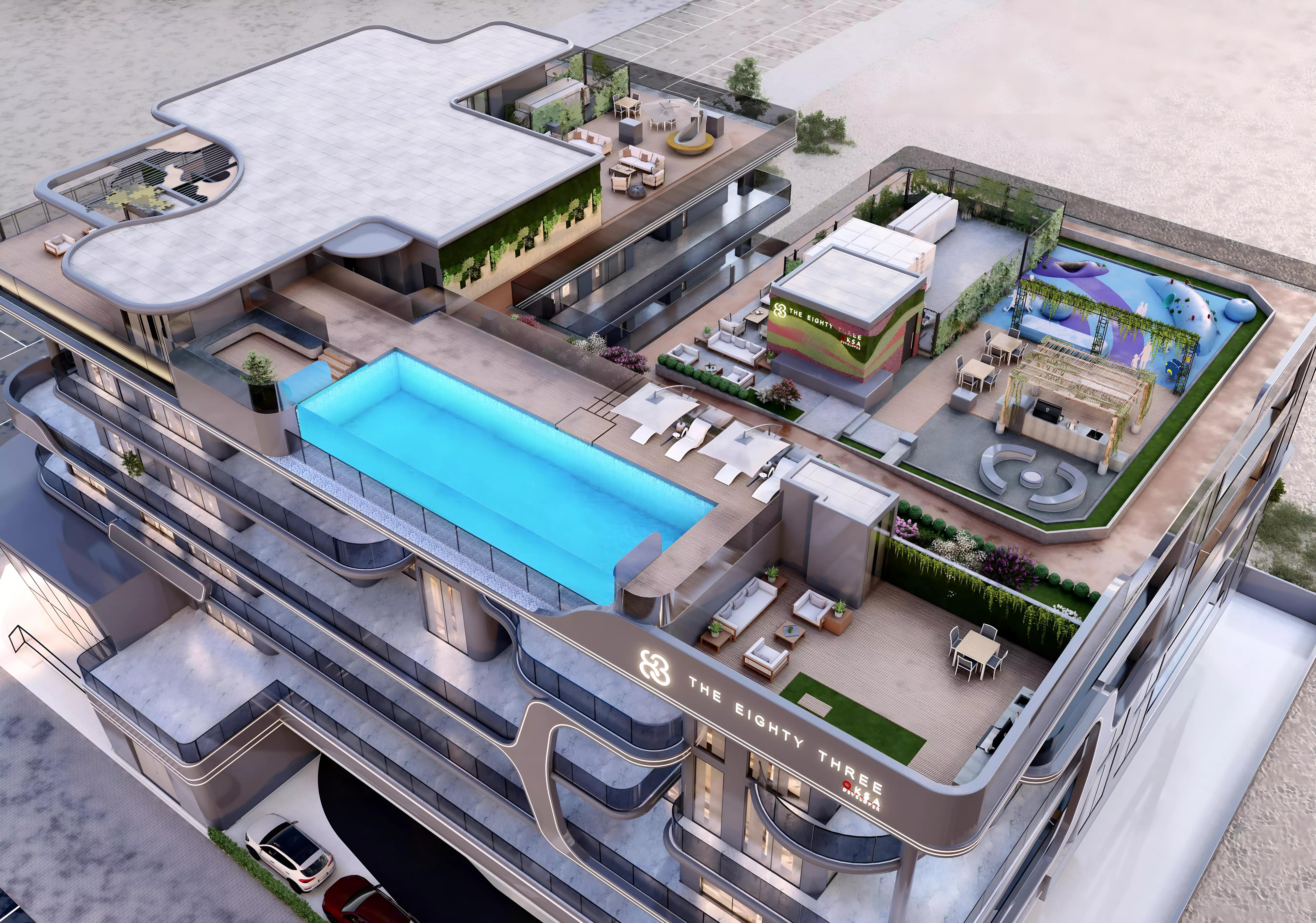 The Eighty Three residential tower street-level view, Dubai South