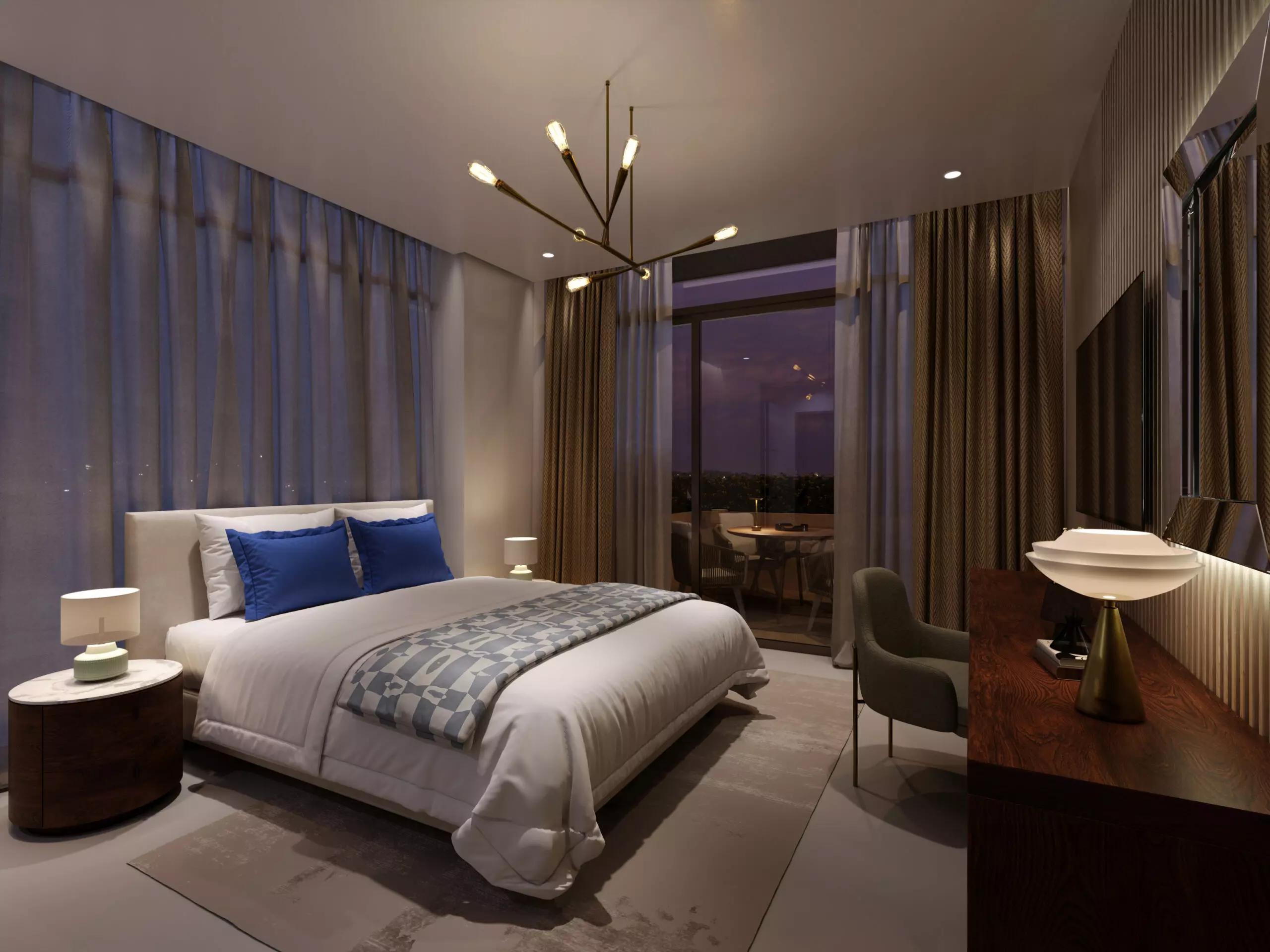 Starlight Park amenity deck with pool area, District 11, Dubai