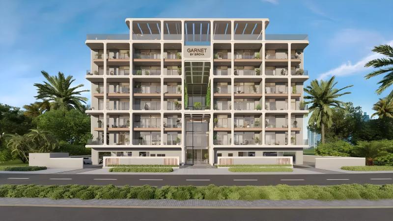 Garnet by Siroya exterior facade and entrance in Dubai South