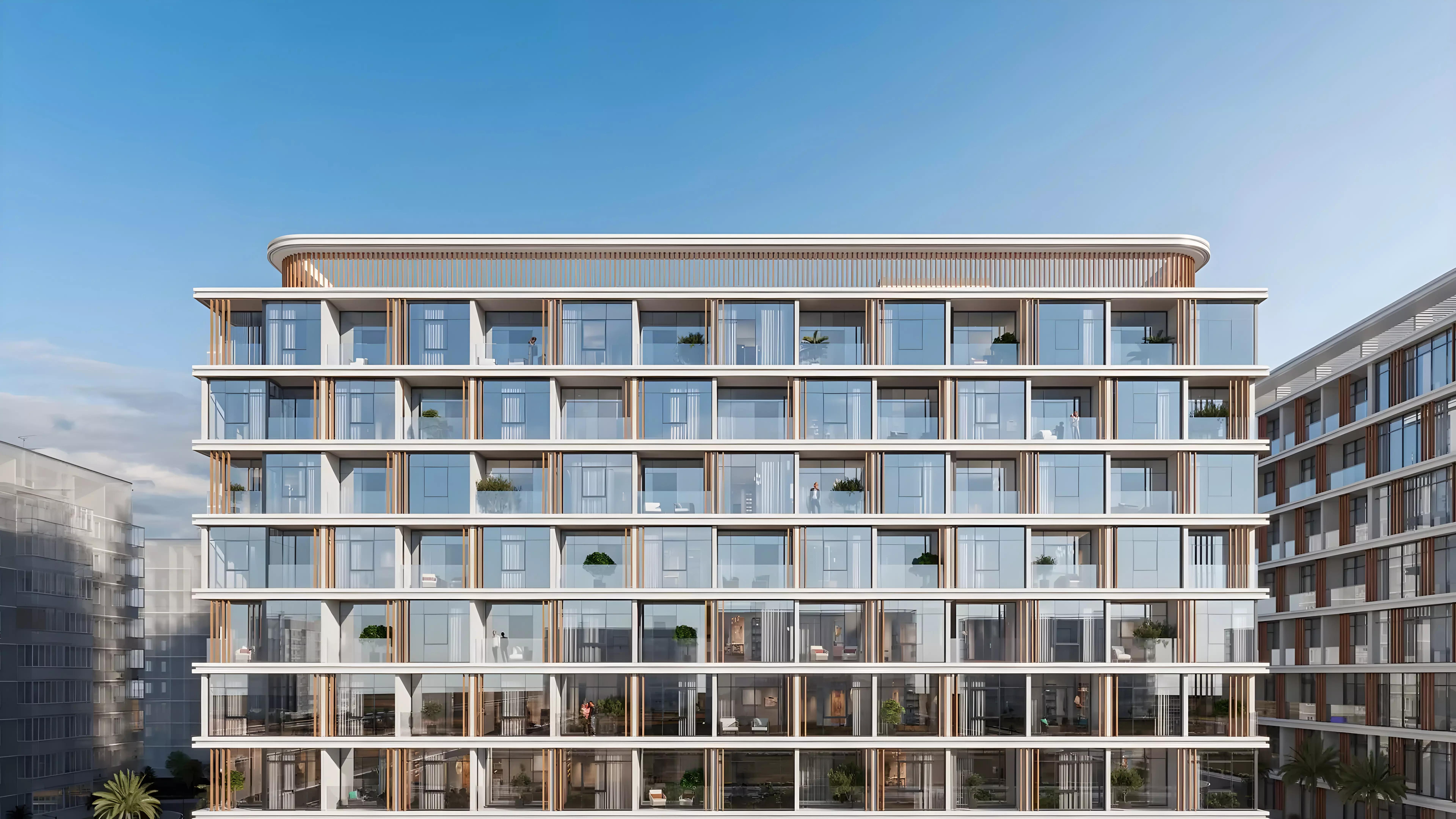 Exterior facade of Holm 3 apartment building at Holm One, Al Satwa, Dubai