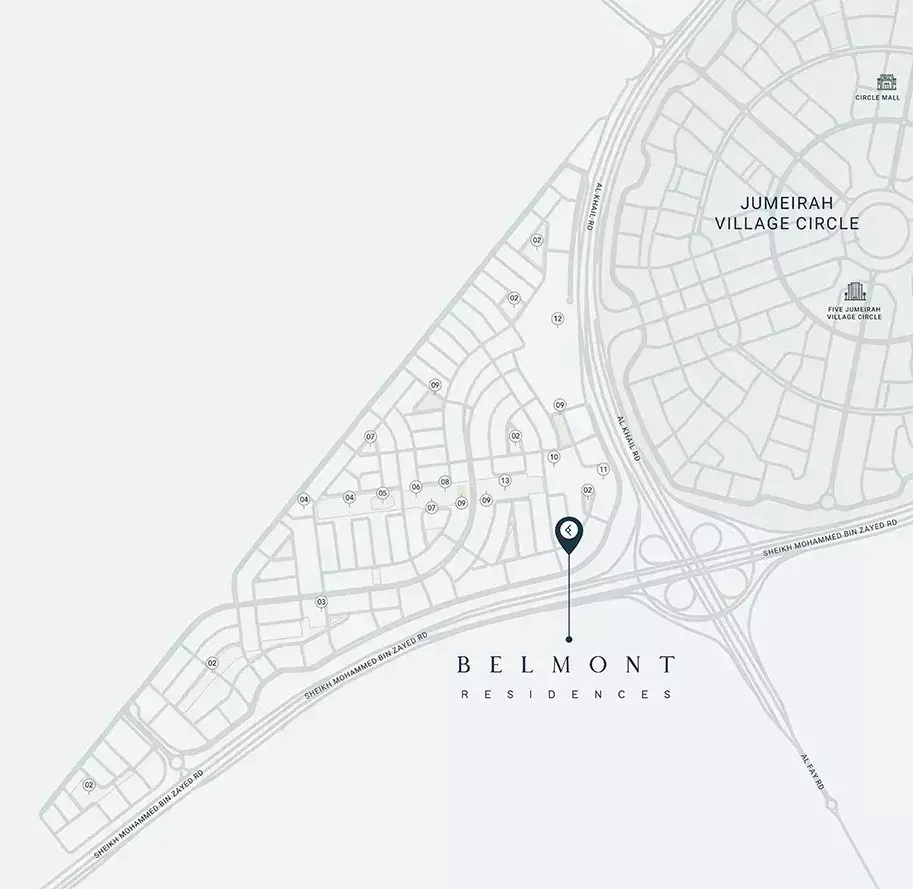 Belmont Residences master plan layout, District 4, Jumeirah Village Triangle