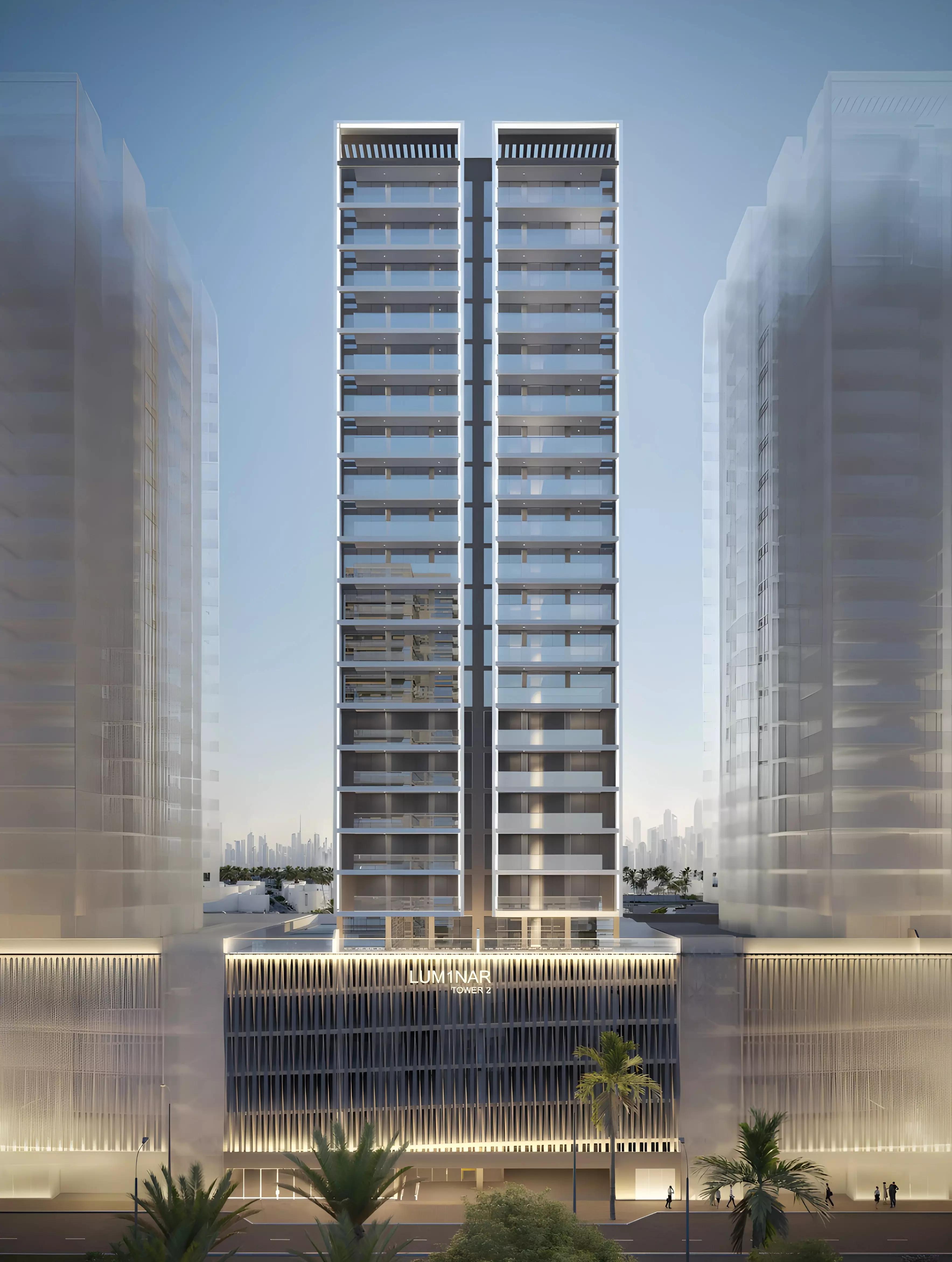 Amenity deck and pool area at Lum1nar Tower 2, JVT, Dubai