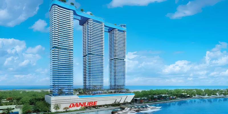 Oceanz Phase 3 by Danube tower exterior view, Dubai Maritime City