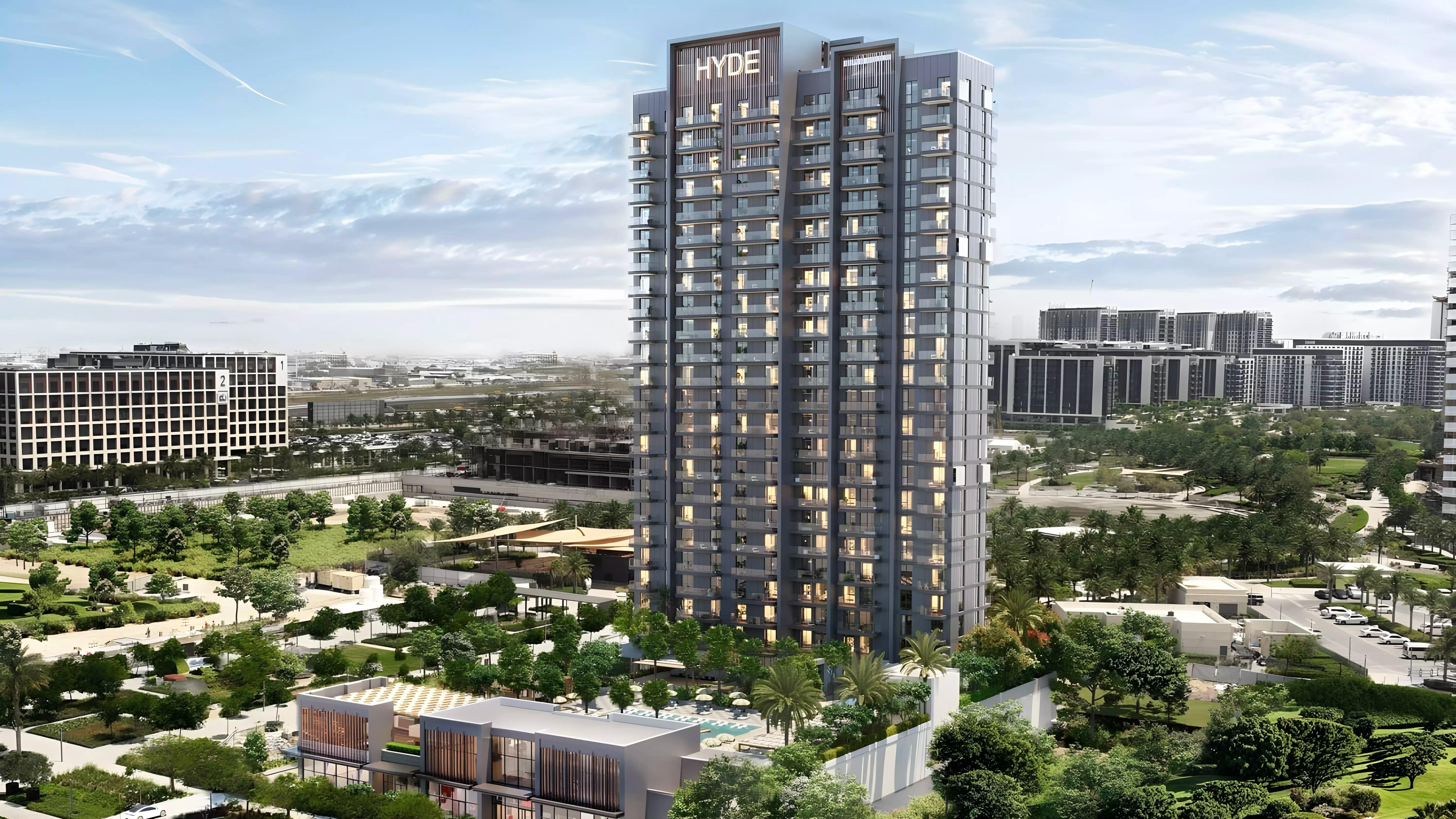 Hyde Residences exterior facade rendering, Dubai Hills Estate