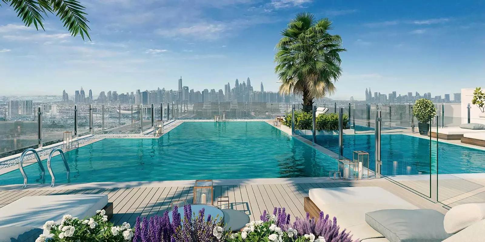 AZIZI Berton facade and podium level, Al Furjan, Dubai