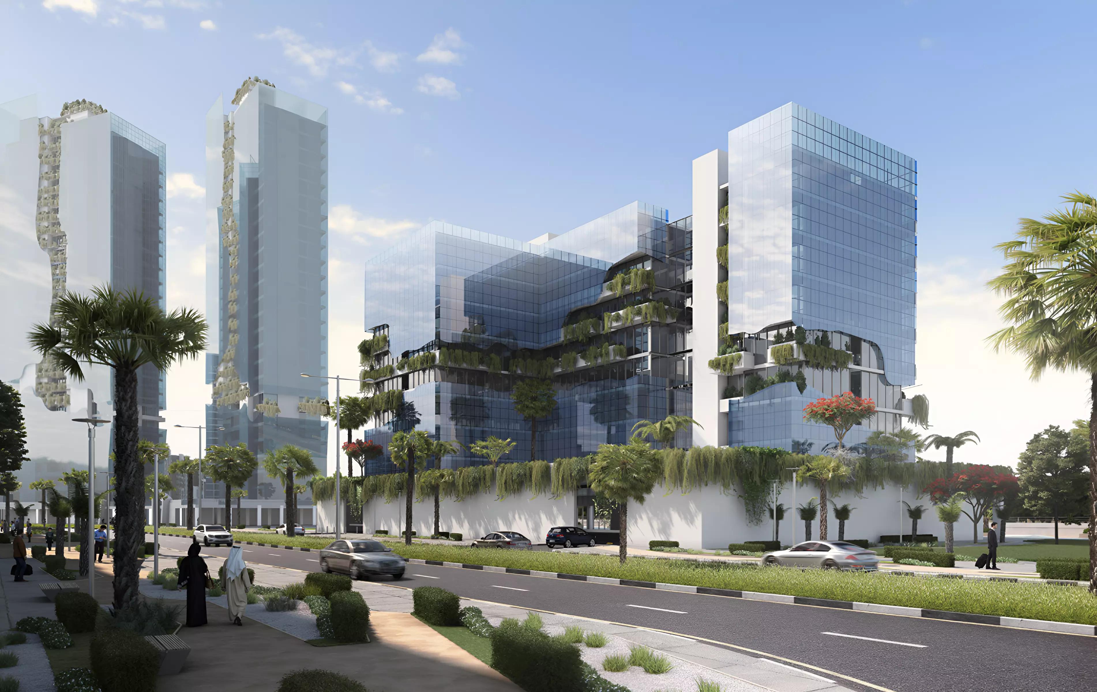 Azizi Riviera Azure building exterior along the Meydan canal, Dubai