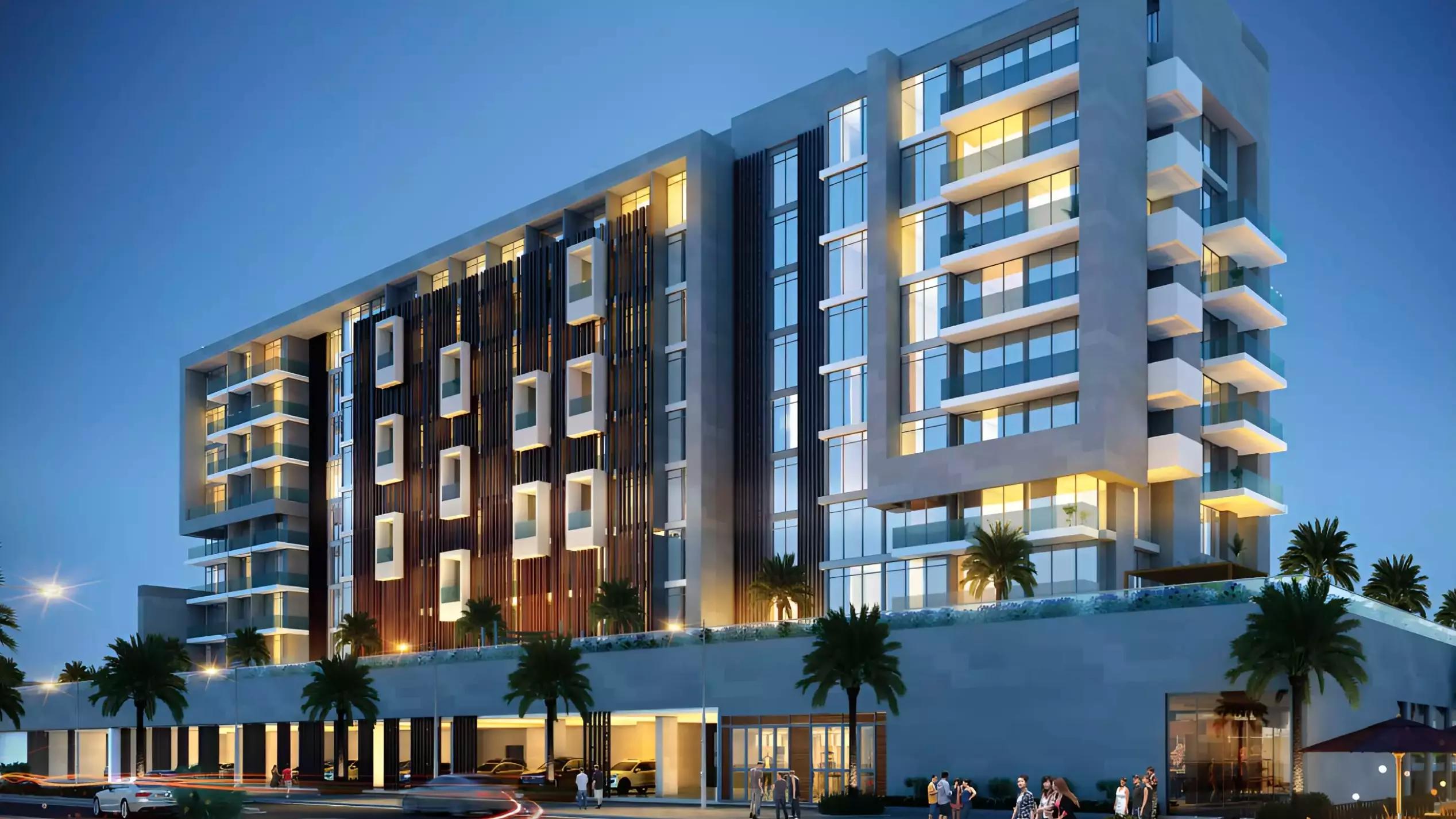 Azizi Riviera 3 building exterior in Meydan One, Dubai