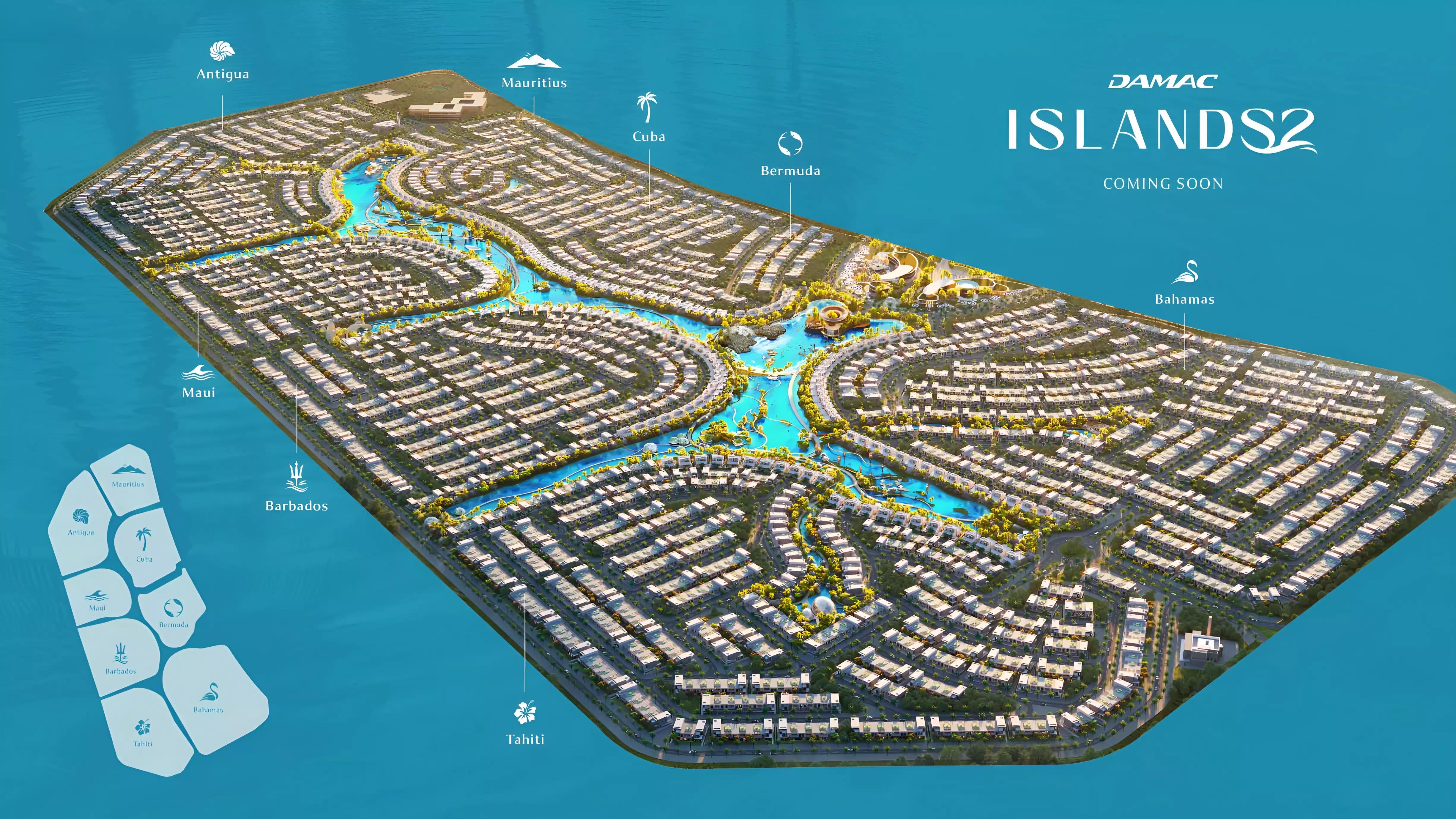 Maui townhouses with Pacific-island themed landscaping, DAMAC Islands 2