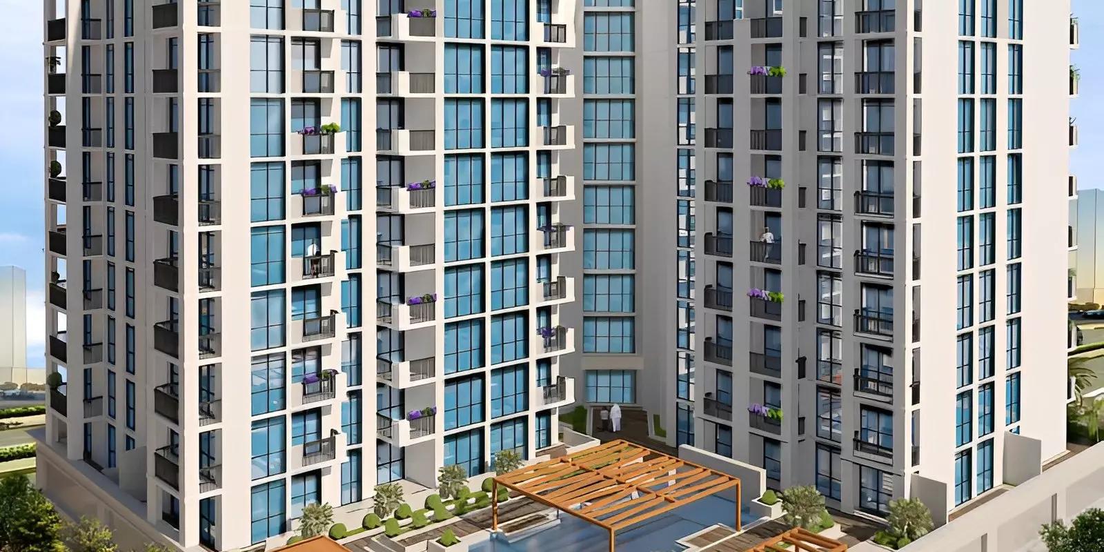 Street-level view of Avenue Residence Phase 4 building, Al Furjan, Dubai