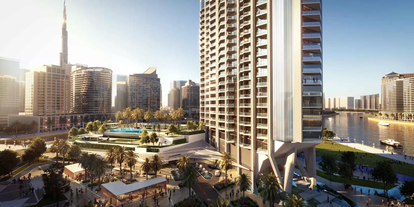 Balcony view over the Dubai Canal from a Peninsula Phase 3 apartment