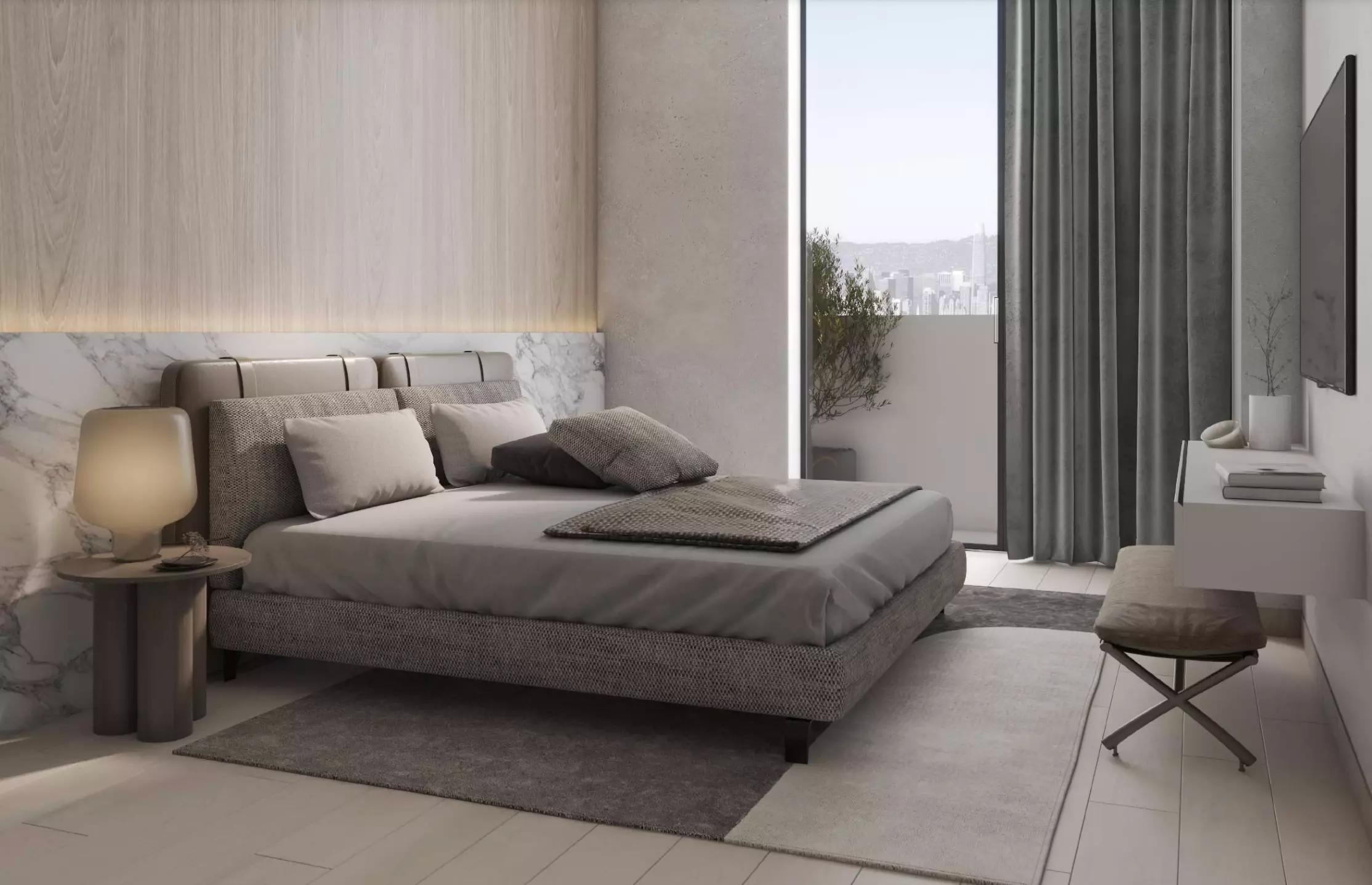 Concept 7 Residences bedroom interior, JVC, Dubai
