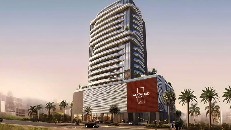 Exterior facade of Westwood Grande apartment building by Imtiaz Developments, JVC, Dubai