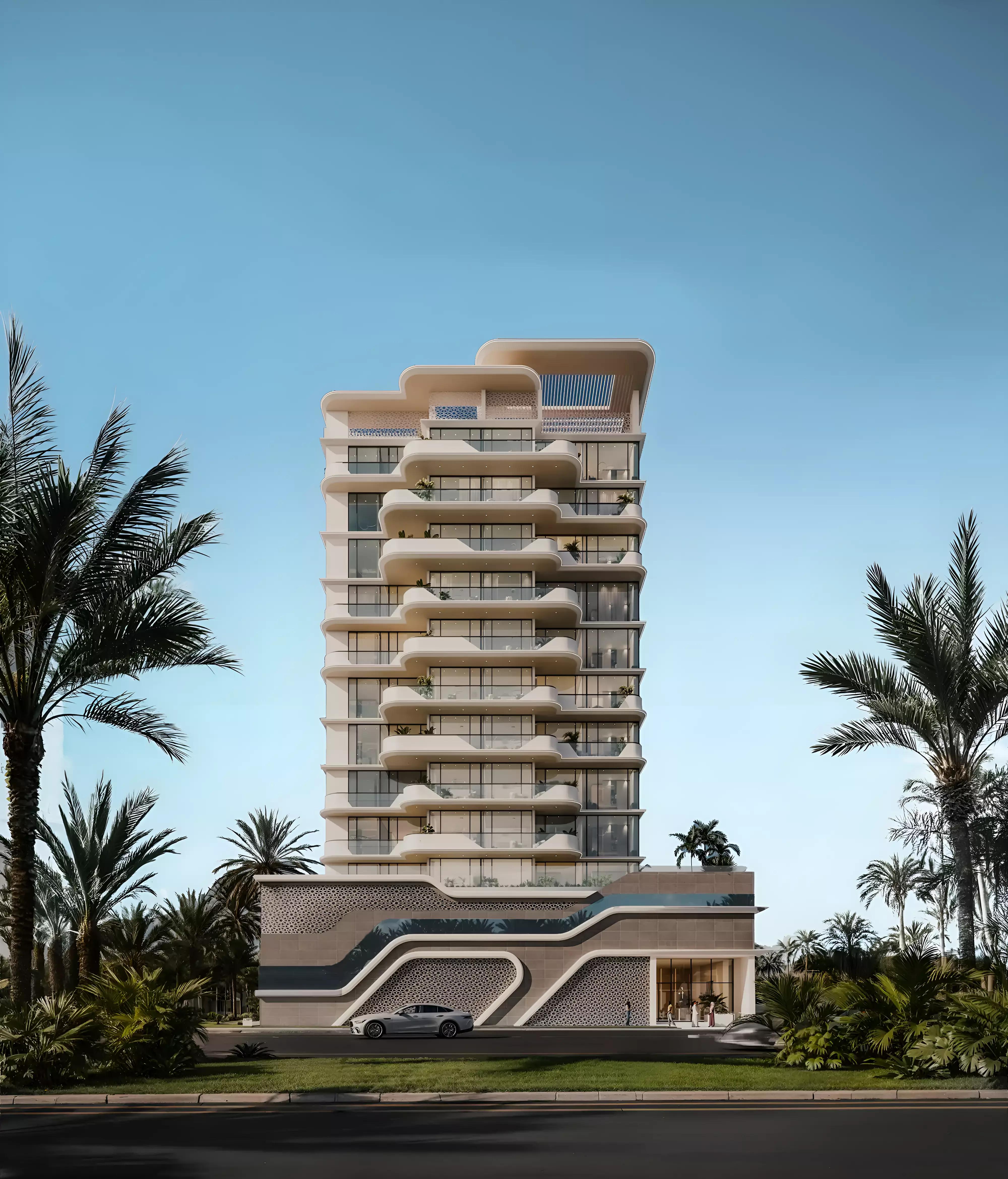 Evora Residences infinity pool deck, Al Furjan, Dubai
