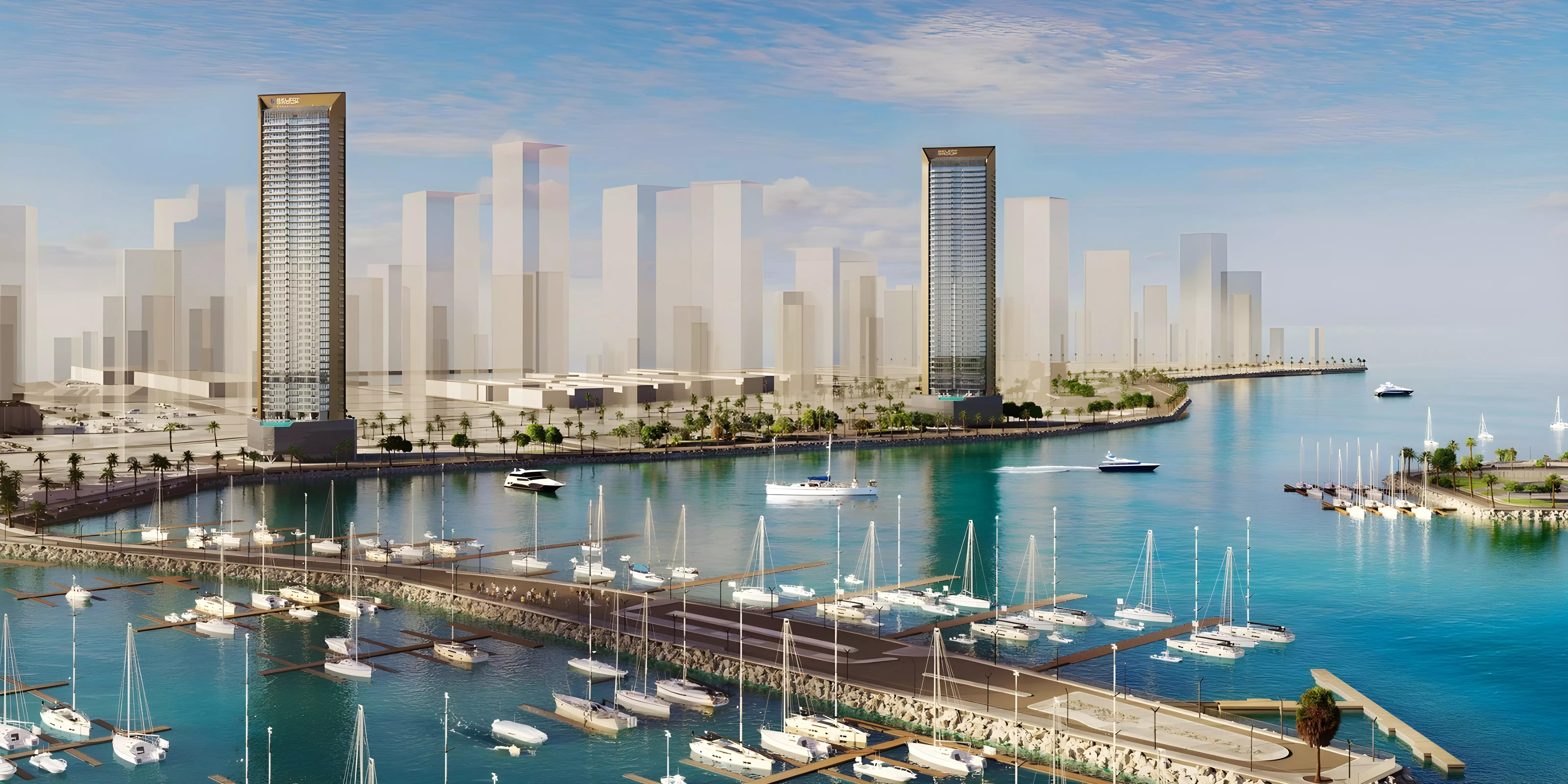 Nautica Phase 2 waterfront tower exterior, Dubai Maritime City