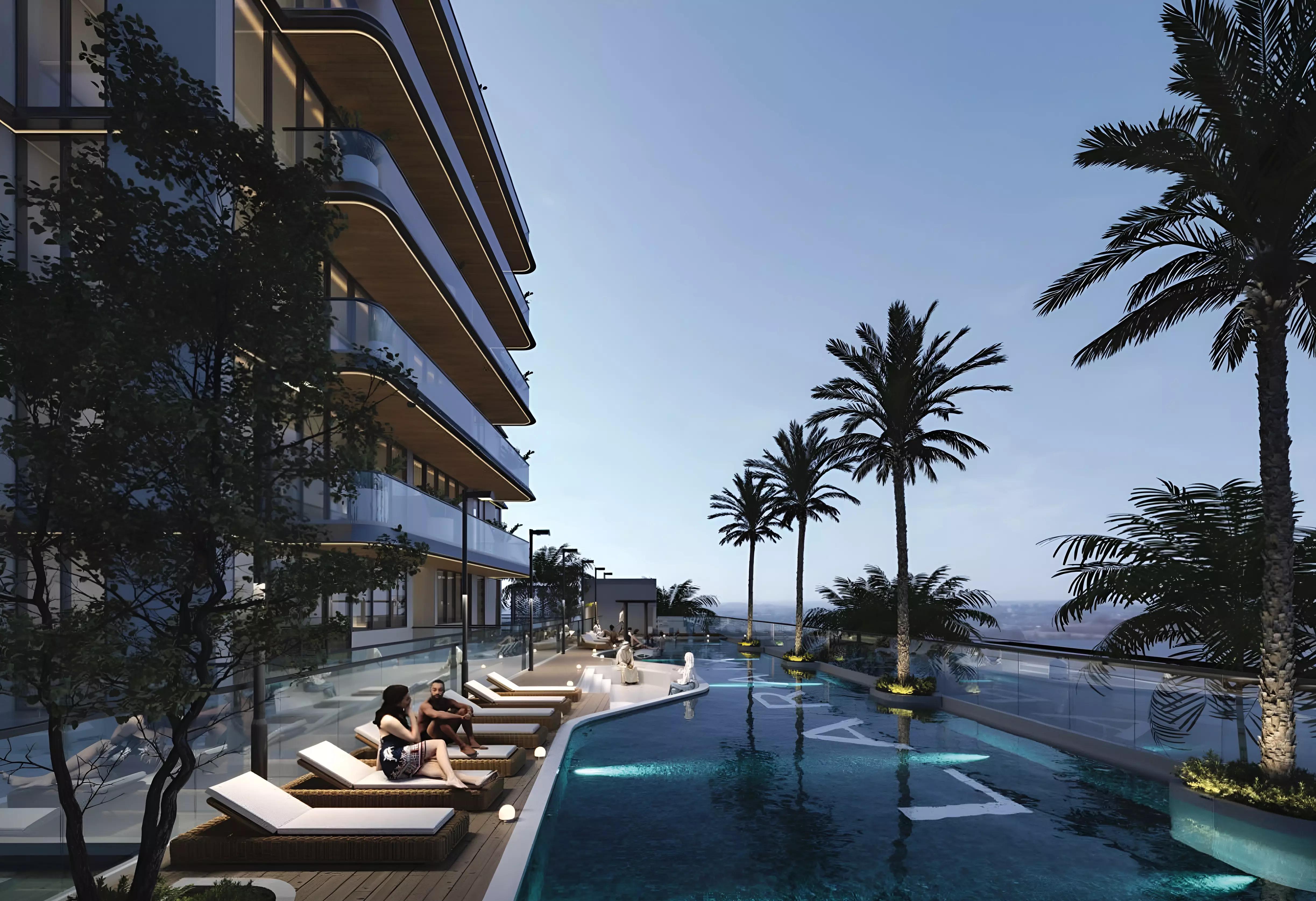 Zyra Hills interior living space render, Al Warsan
