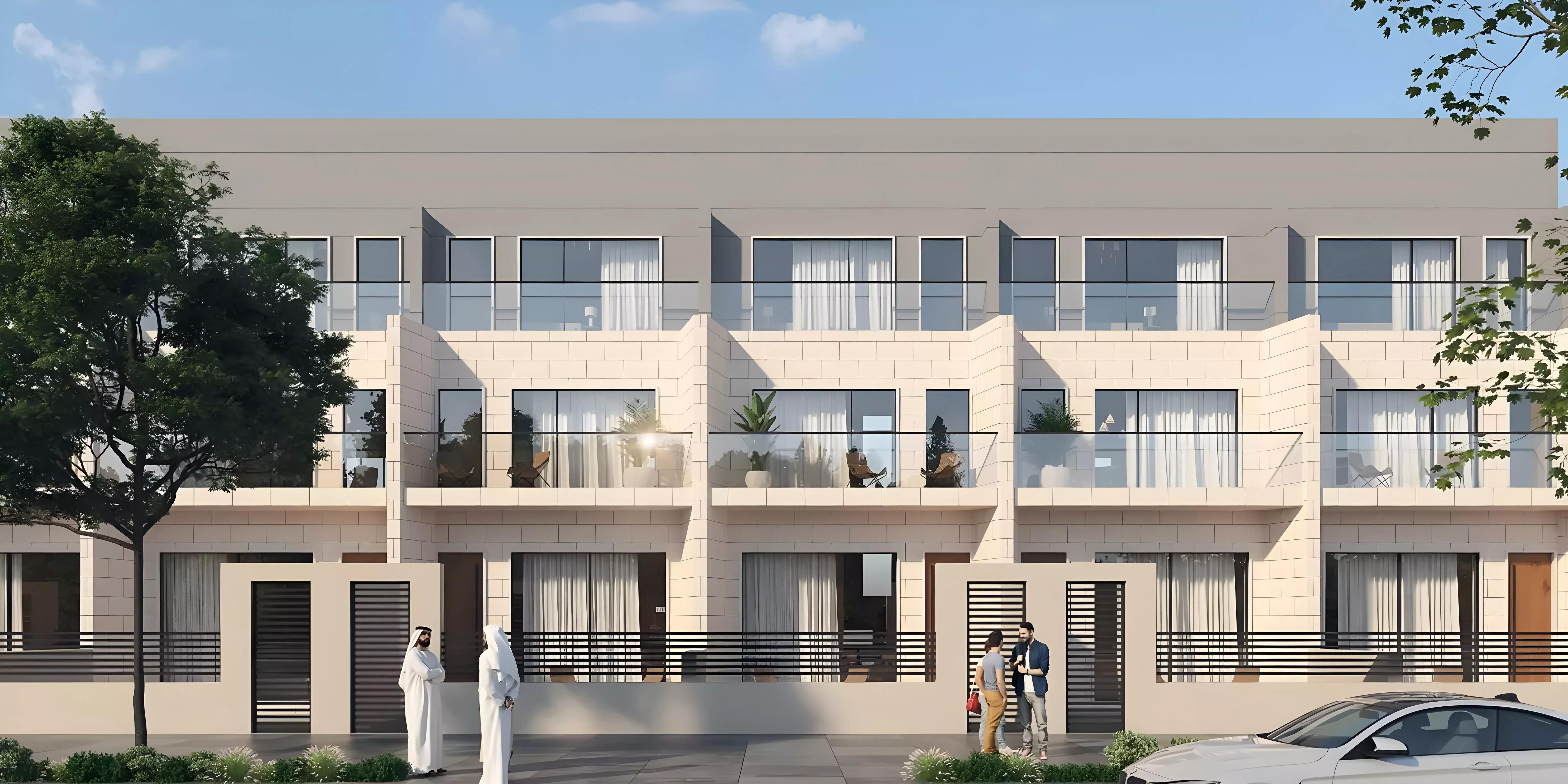 Westar Azure townhouse row with shared pool area, JVC, Dubai