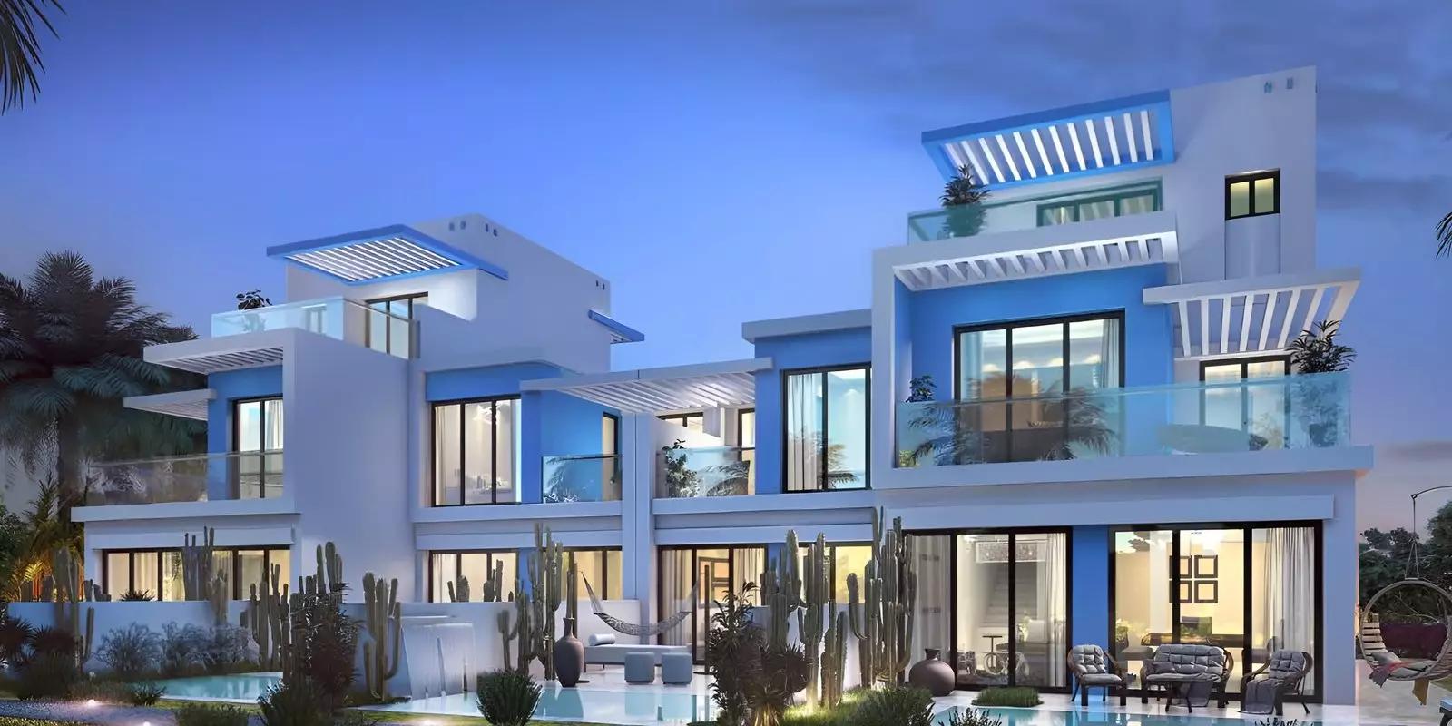 Community pool area at Santorini, DAMAC Lagoons, Dubai