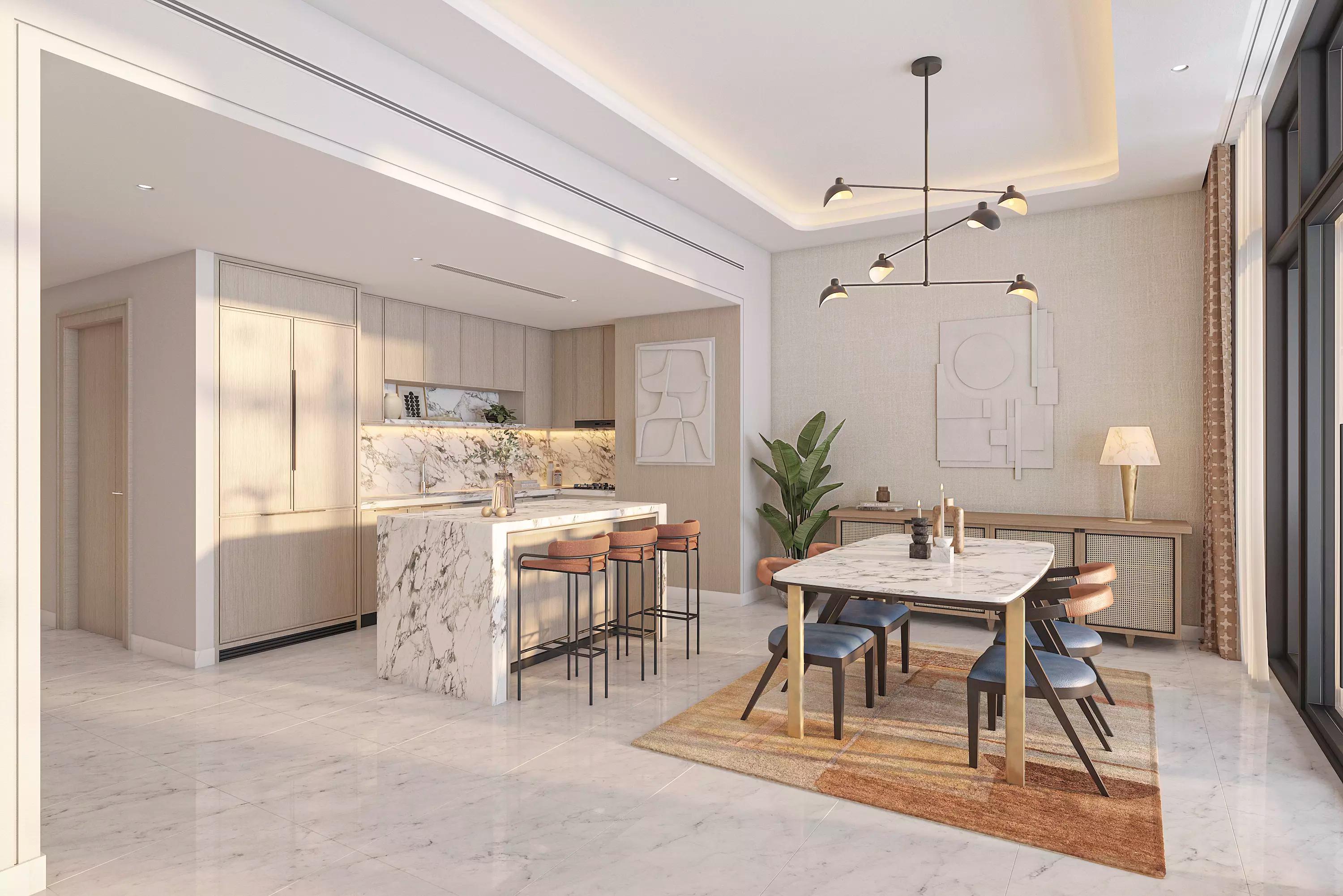 Kitchen interior in a Creek Views Phase 3 apartment, Al Jaddaf