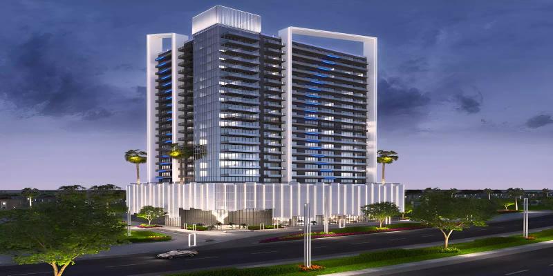 Exterior facade of The Vybe apartment building in Jumeirah Village Circle, Dubai