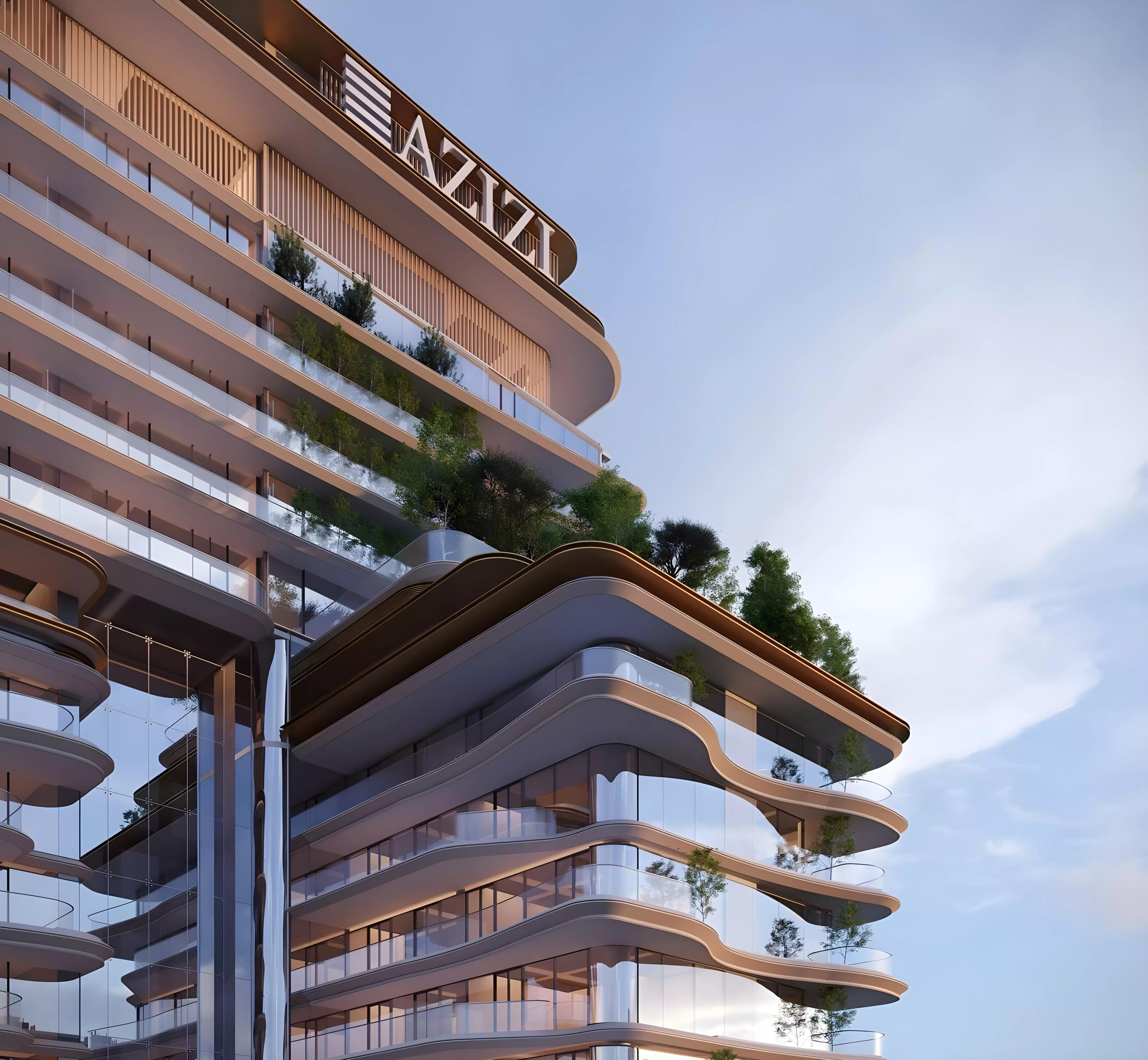 Azizi Milan residential building street-level view, Dubai