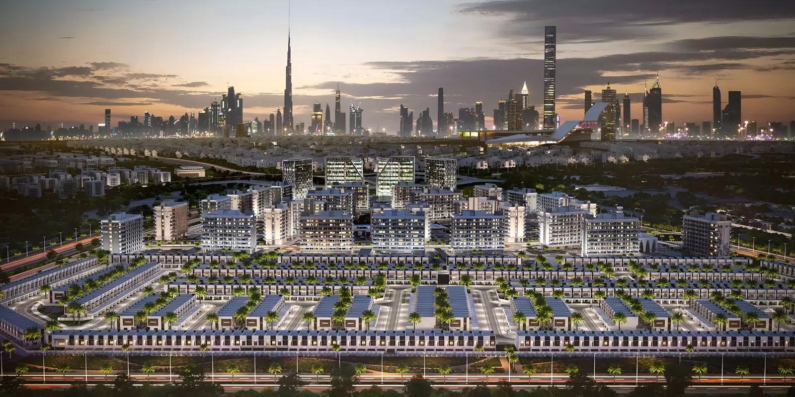 MAG City townhouse courtyard and outdoor seating area, MBR City, Dubai