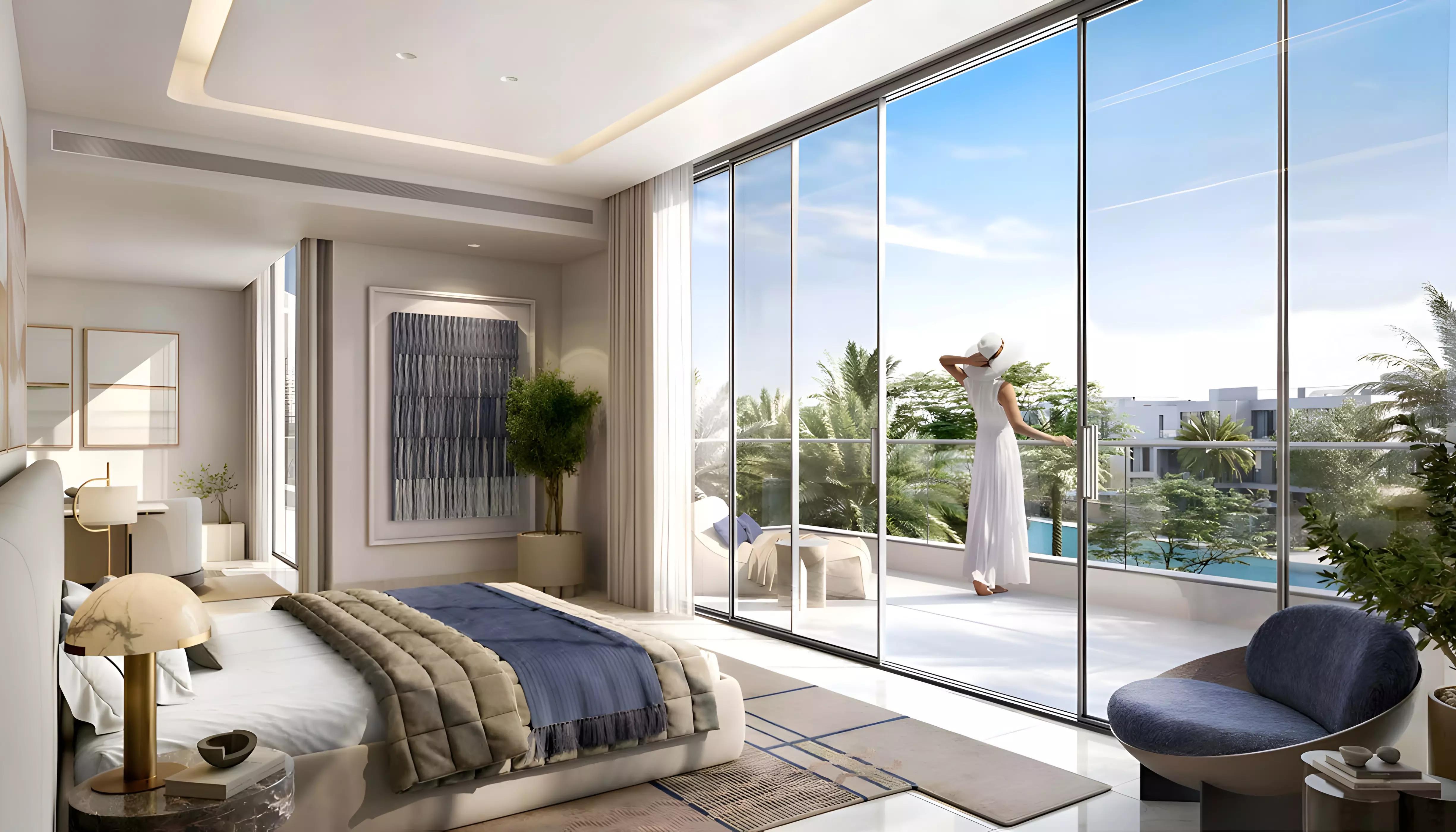Palace Villas Ostra rear garden and terrace view, Dubai