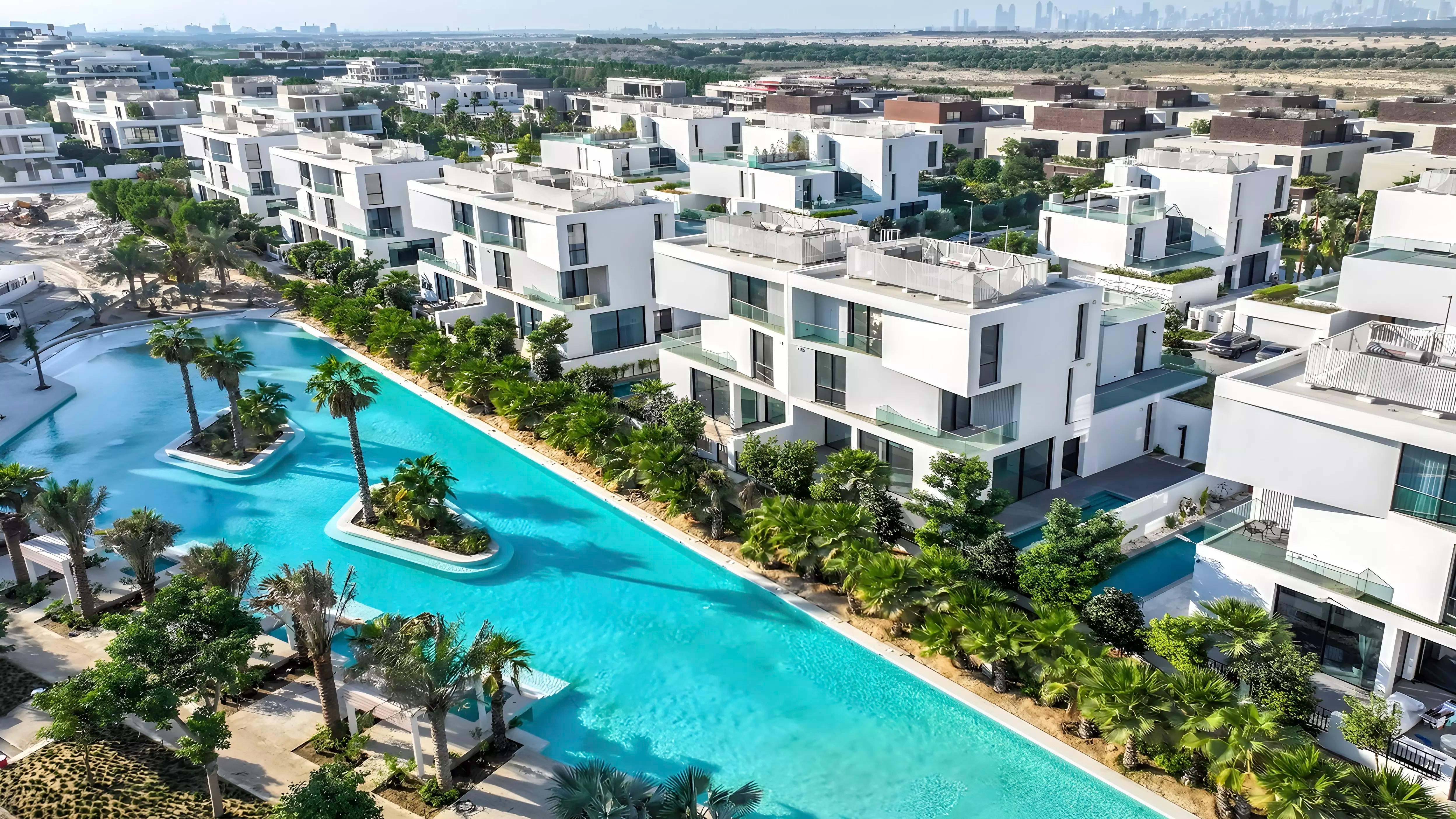 Lunaya villa exterior with landscaped frontage, Jebel Ali, Dubai