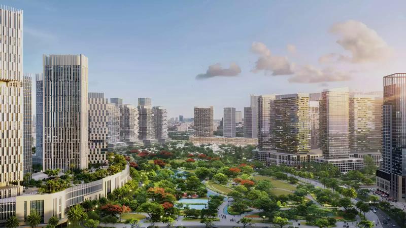 Exterior view of Azizi Milan 20 residential tower, City of Arabia, Dubai