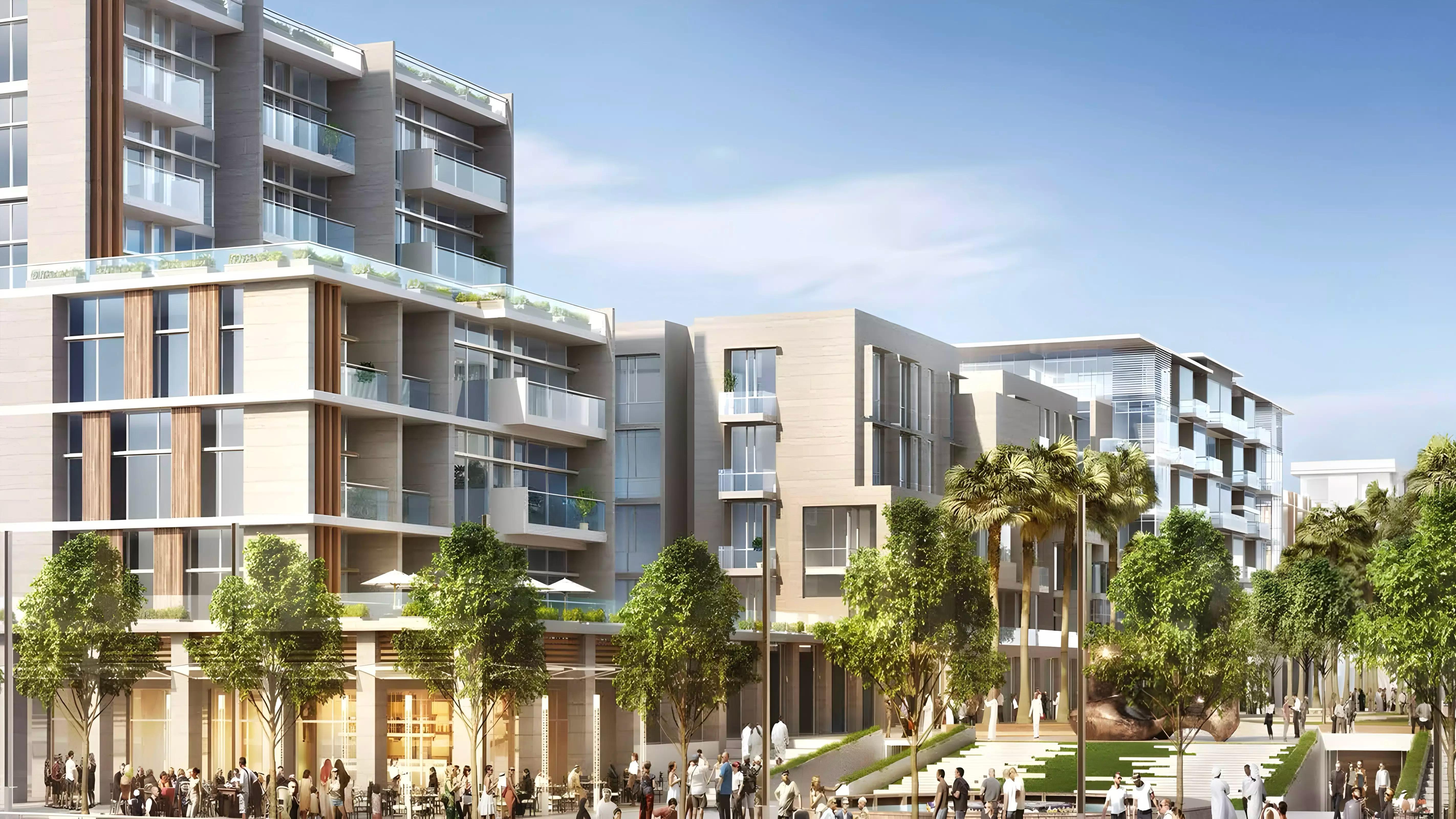 Azizi Riviera 33 exterior facade along the Meydan canal frontage, Dubai
