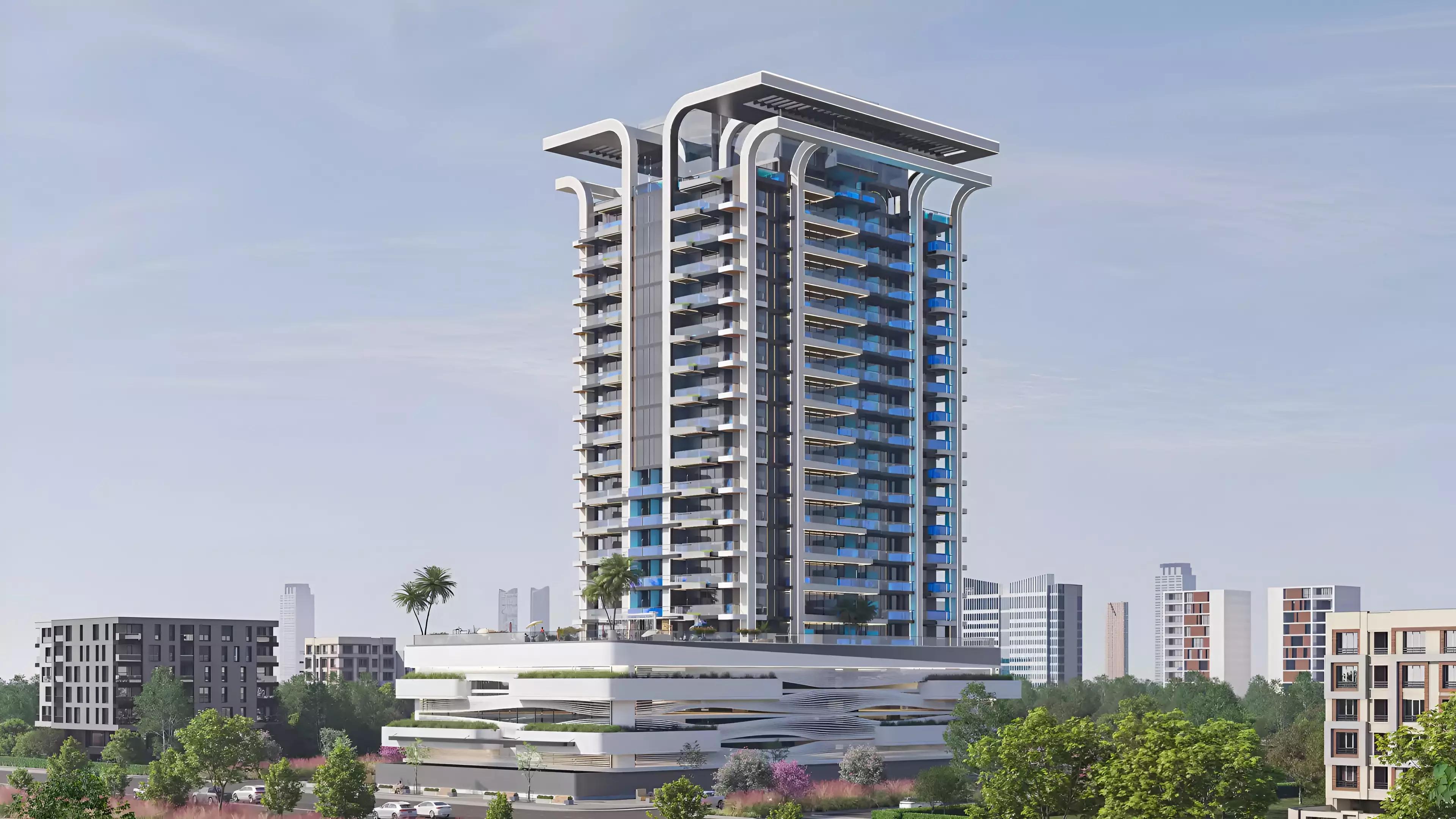 Samana Manhattan tower exterior facade, JVC, Dubai