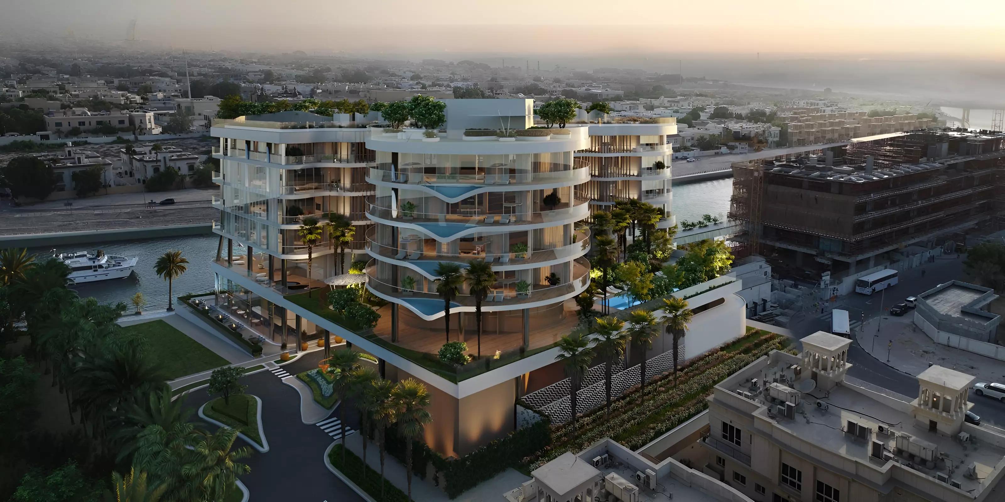 Exterior facade of Mr C Residences Jumeirah beachfront building