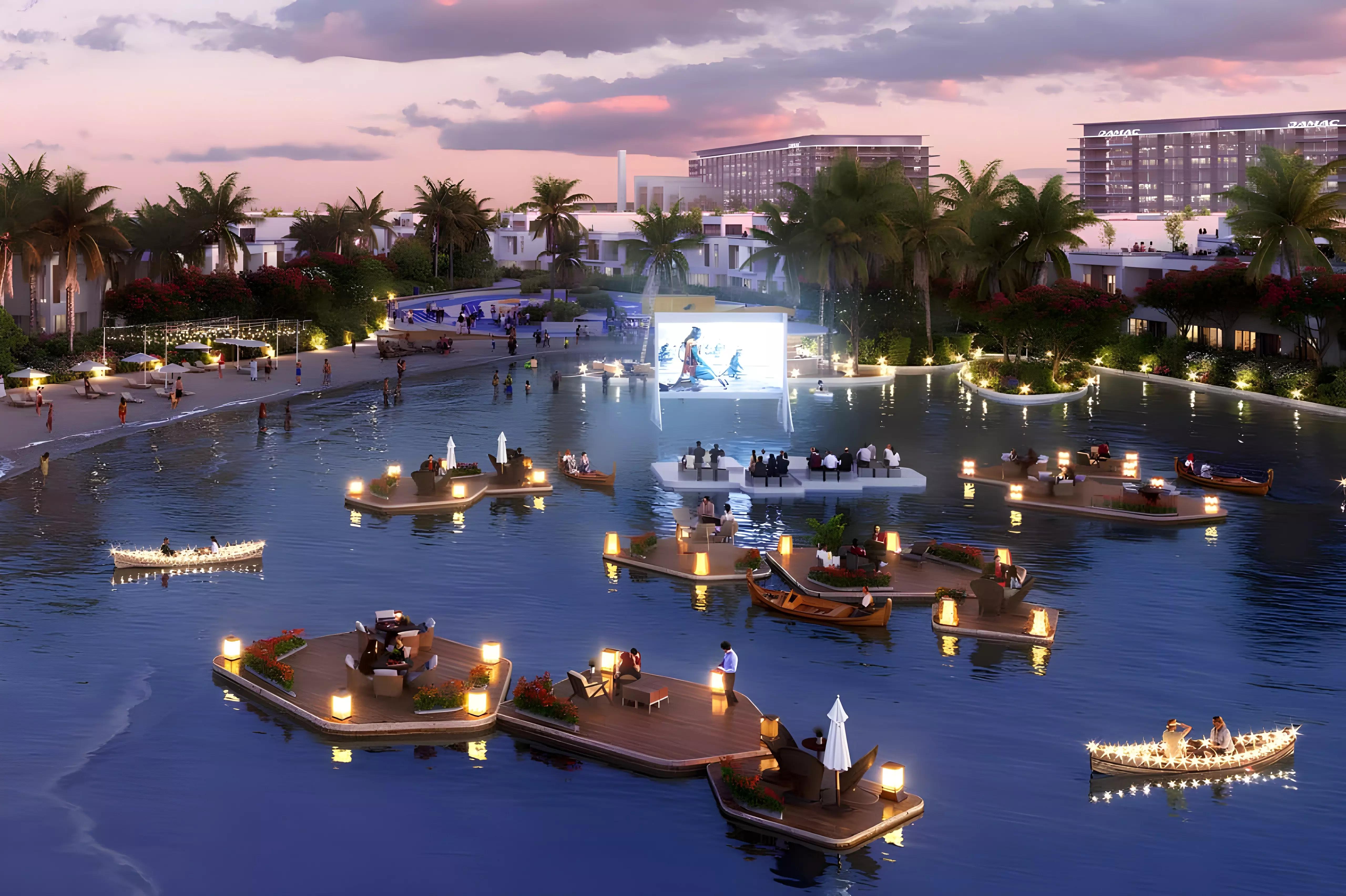 Riverside Views residential facade with landscaped surroundings, Damac Riverside, Dubai