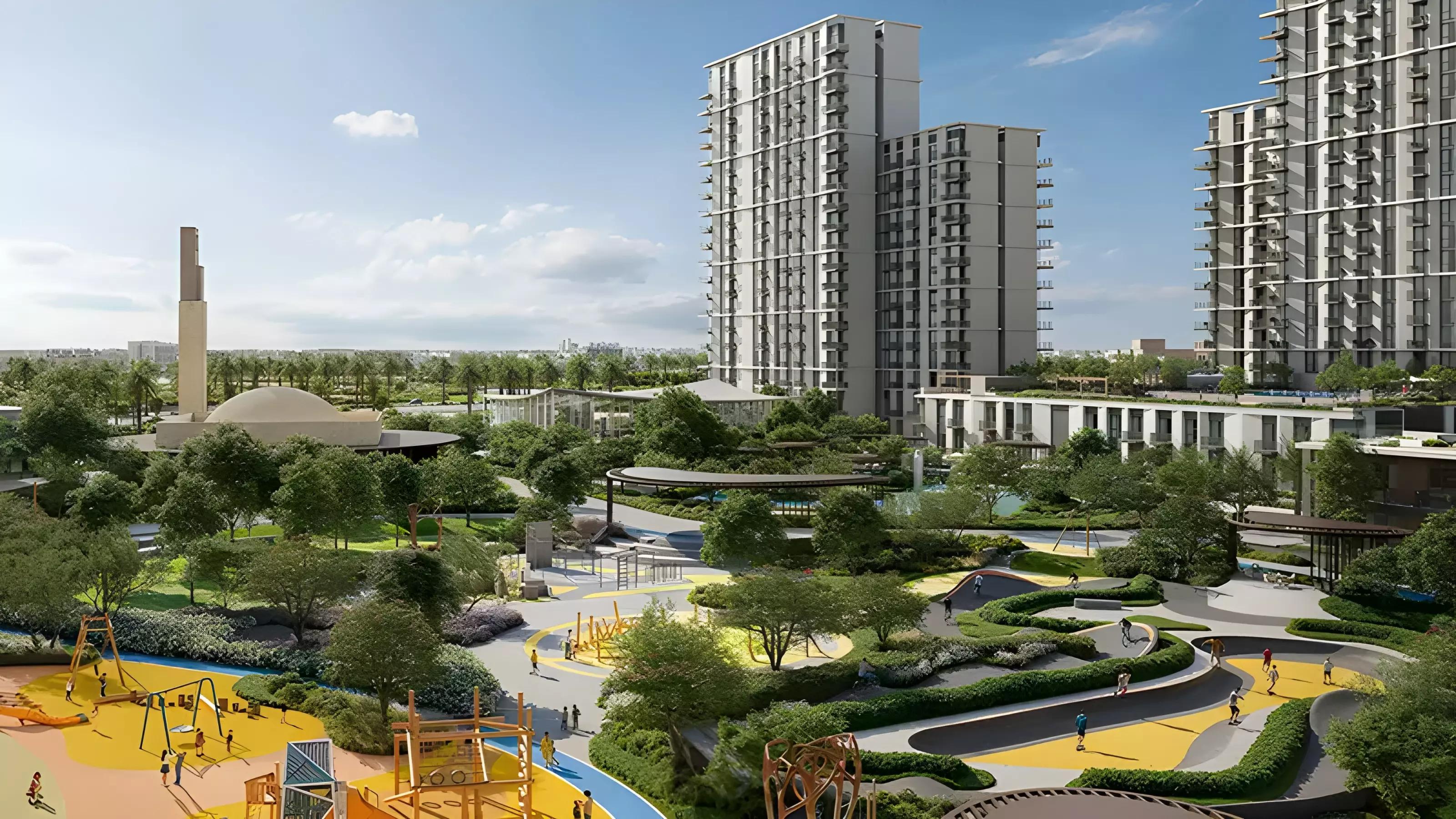 Hillsedge landscaped grounds and pathways, Dubai Hills Estate