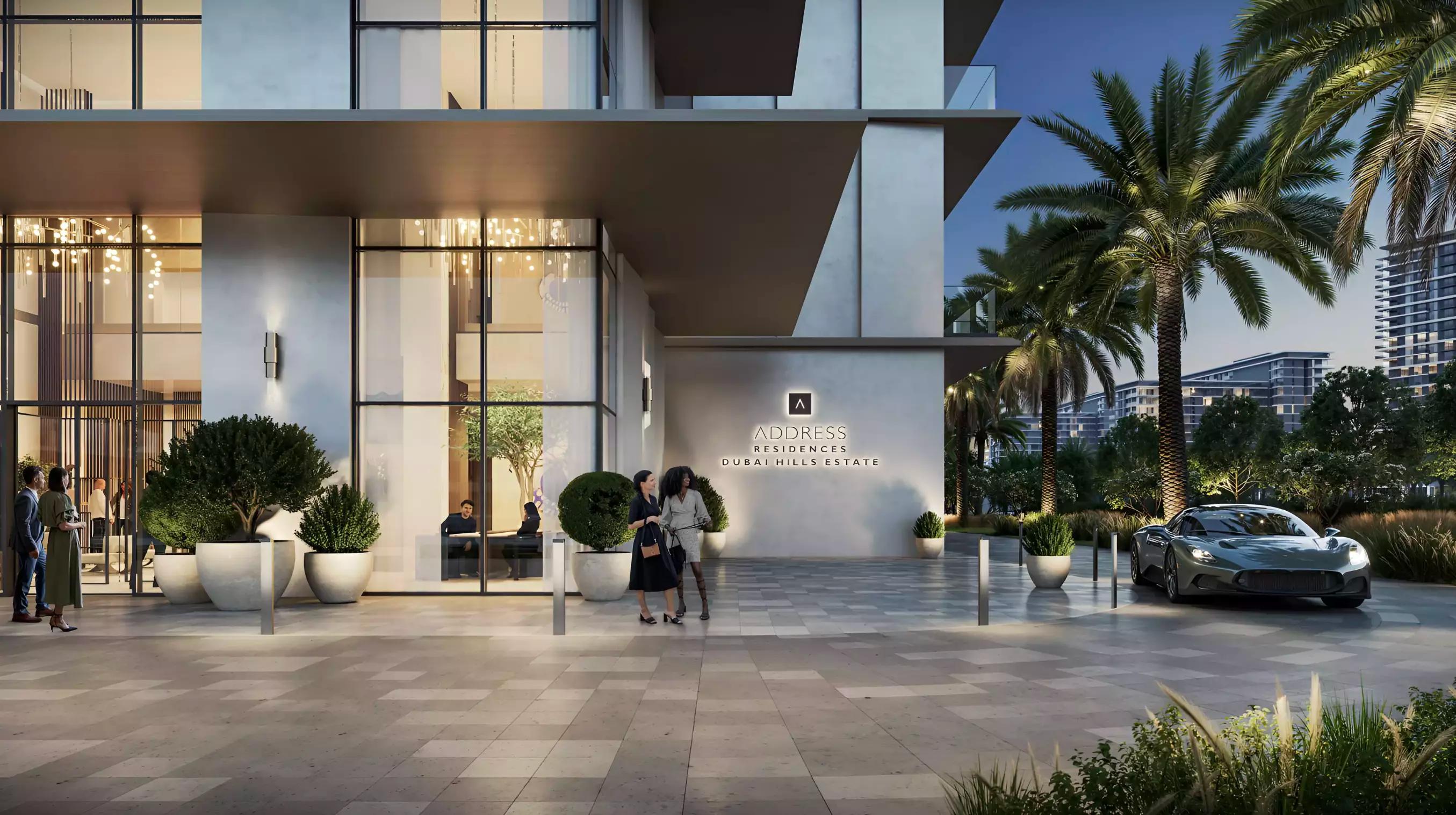 Address Residences Dubai Hills Estate building facade and landscaping