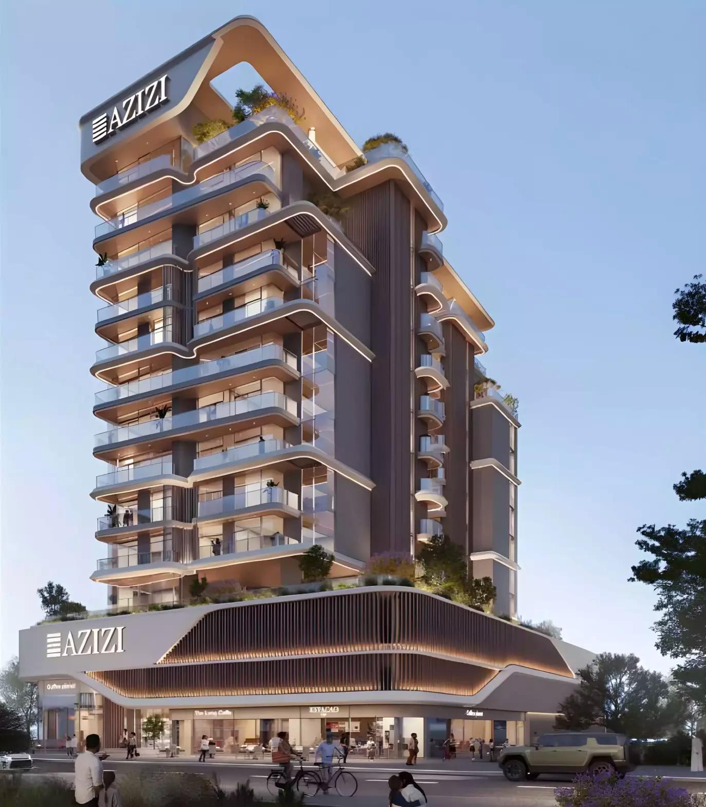 Street-level view of Azizi Sikander development, Al Furjan, Dubai
