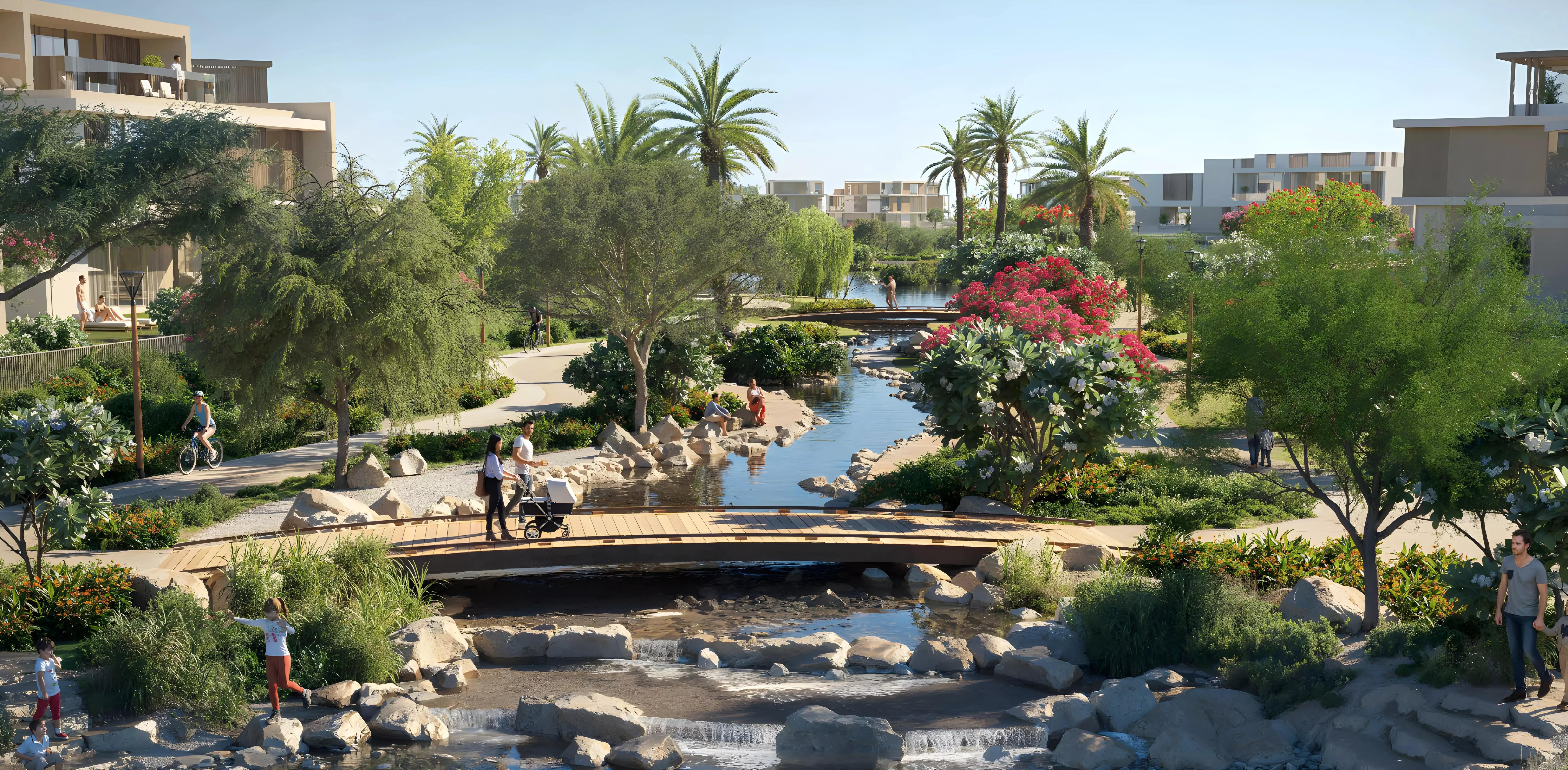 The Acres Estates Phase 3 villa street view showing low-density layout, Dubai Land