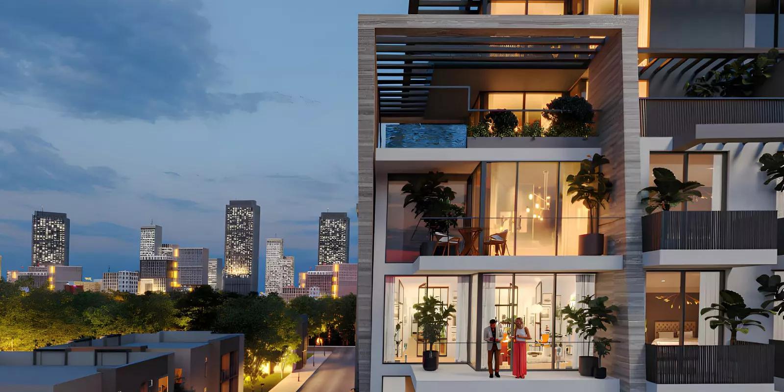 Beverly Residence Phase 2 apartment tower street view, JVC, Dubai
